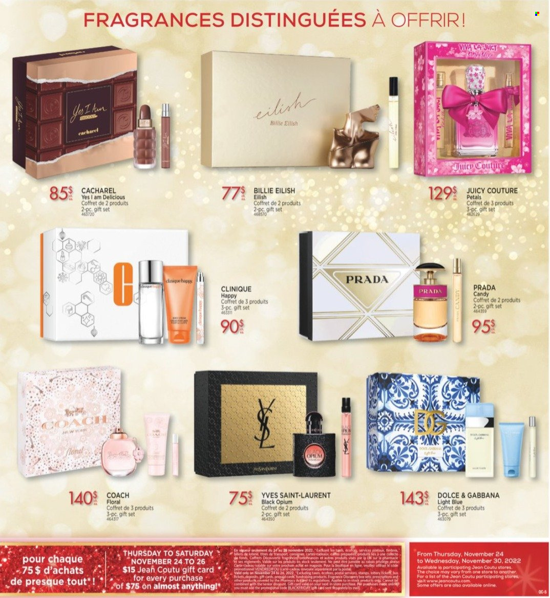 thumbnail - Jean Coutu Flyer - November 24, 2022 - November 30, 2022 - Sales products - gift set, Clinique, Dolce & Gabbana, fragrance, Prada. Page 5.