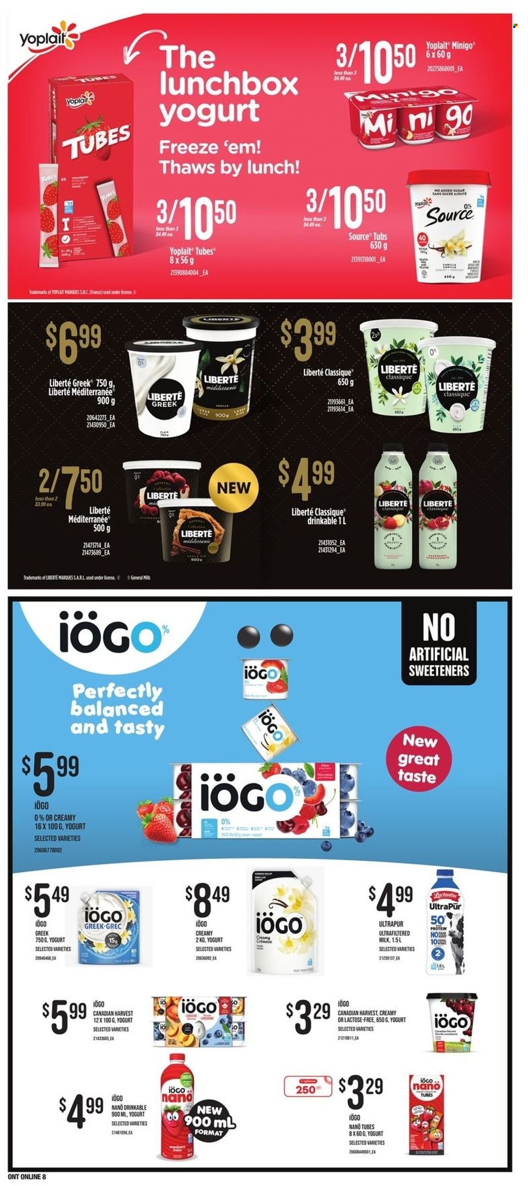 thumbnail - Loblaws Flyer - November 24, 2022 - November 30, 2022 - Sales products - yoghurt, Yoplait, milk. Page 13.
