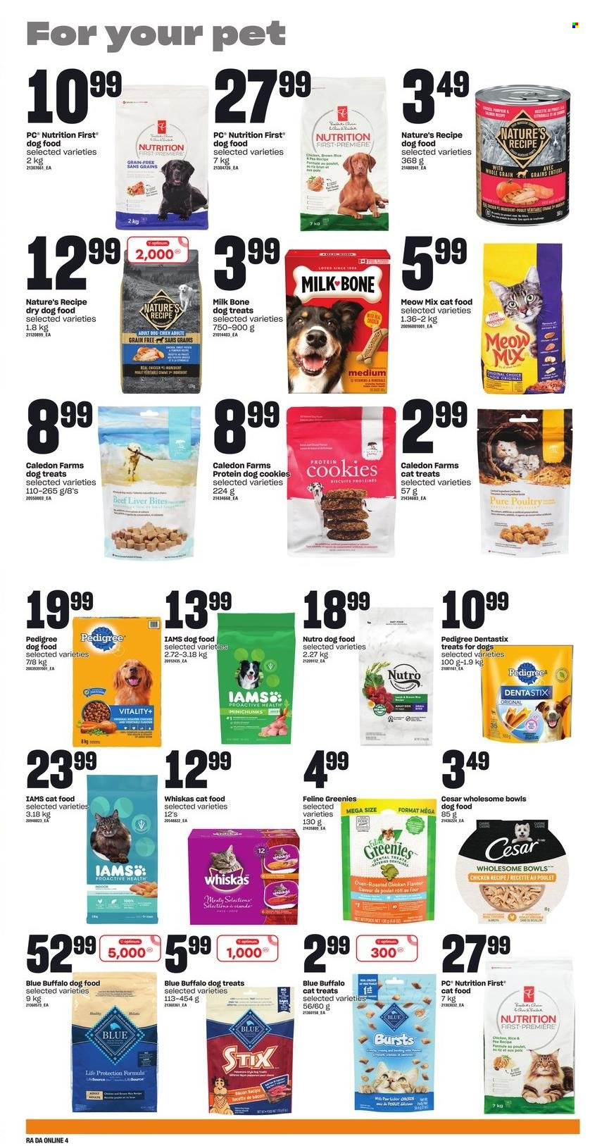 thumbnail - Dominion Flyer - November 24, 2022 - November 30, 2022 - Sales products - chicken roast, bacon, milk, biscuit, rice, Ron Pelicano, beef liver, beef meat, animal food, PREMIERE, Greenies, dry dog food, animal treats, Blue Buffalo, cat food, dog food, Dentastix, Optimum, Pedigree, Meow Mix, Iams, Whiskas. Page 10.