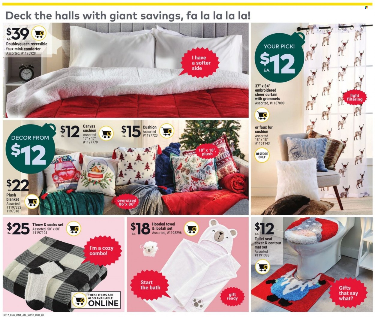 thumbnail - Giant Tiger Flyer - November 23, 2022 - November 29, 2022 - Sales products - Halls, contour, canvas, blanket, cushion, comforter, curtain, towel, socks, toilet seat, car seat cover. Page 5.