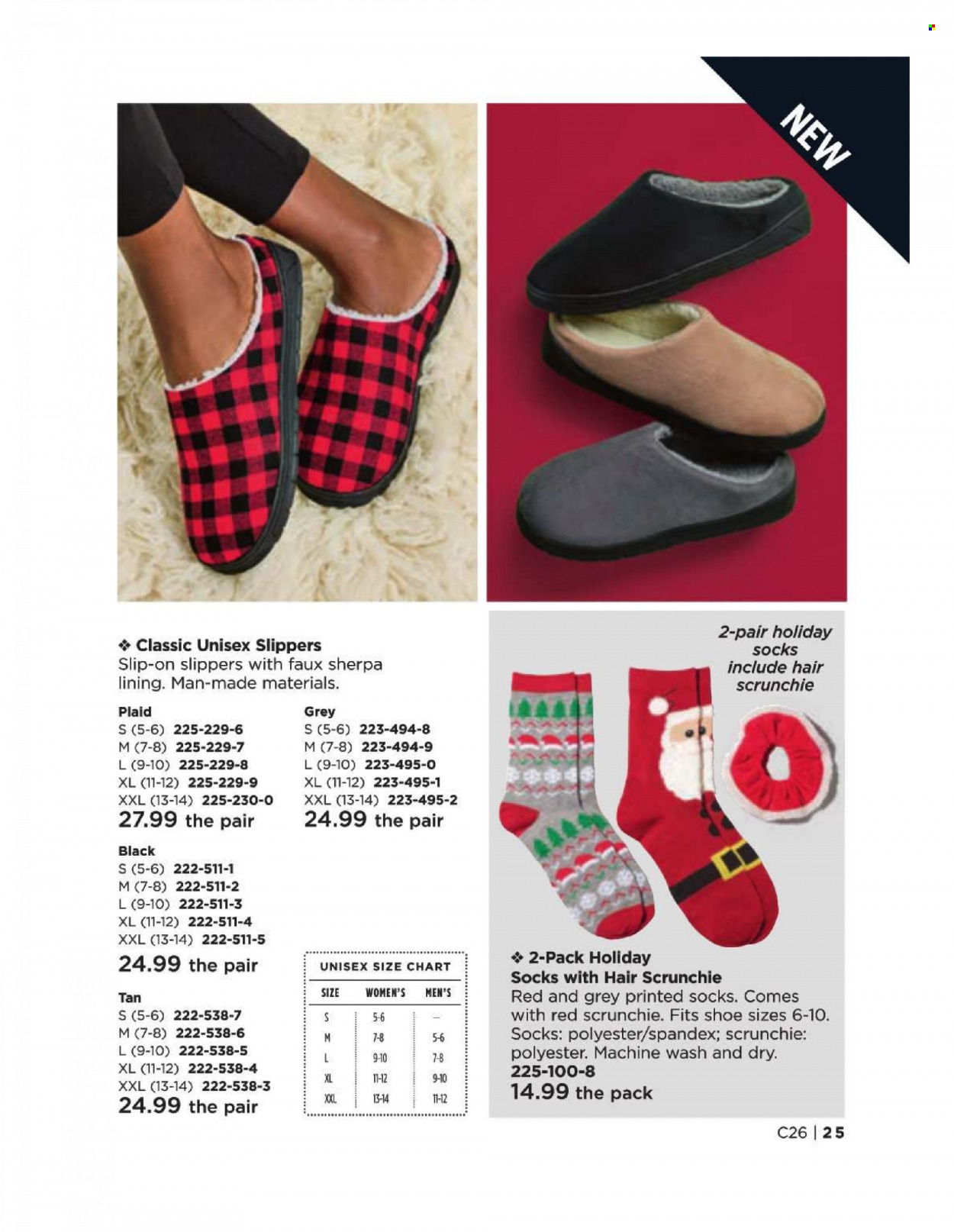 thumbnail - Avon Flyer - Sales products - sherpa, socks, slip-on shoes, slippers. Page 25.
