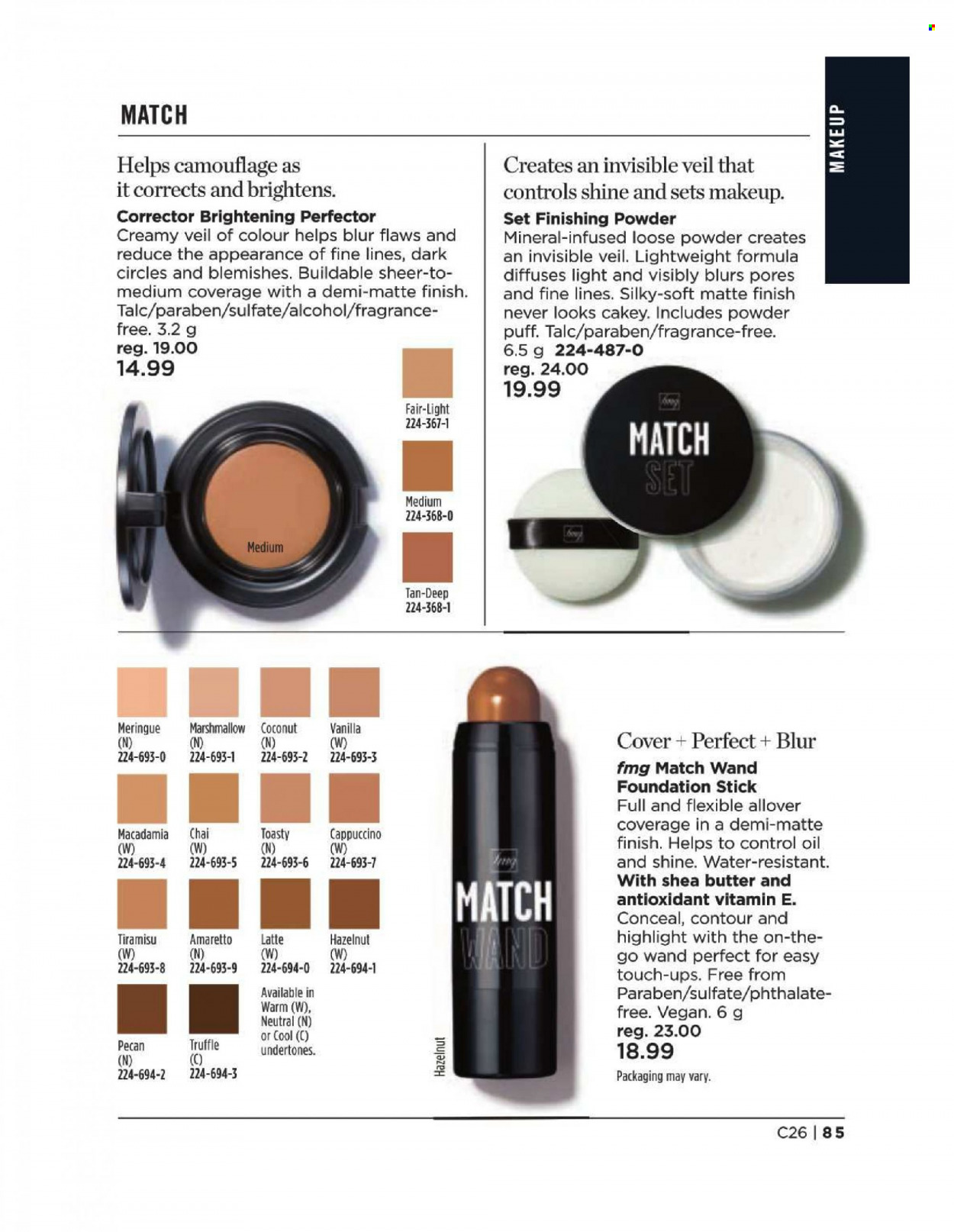 thumbnail - Avon Flyer - Sales products - fragrance, corrector, makeup, contour, face powder, finishing powder. Page 85.