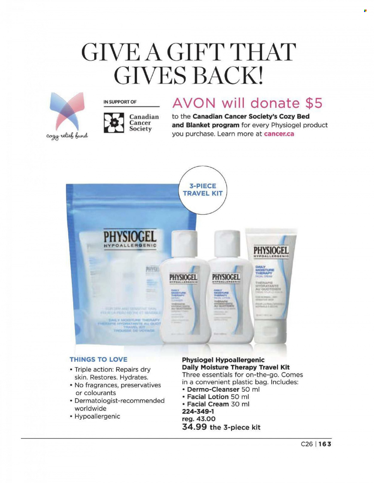 thumbnail - Avon Flyer - Sales products - Avon, cleanser, Moisture Therapy, body lotion, blanket. Page 163.