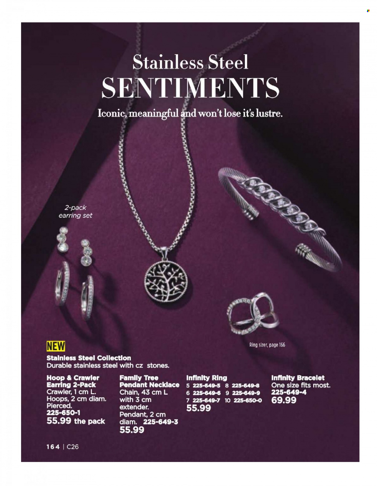 thumbnail - Avon Flyer - Sales products - Infinity, bracelet, earrings, necklace, pendant. Page 164.