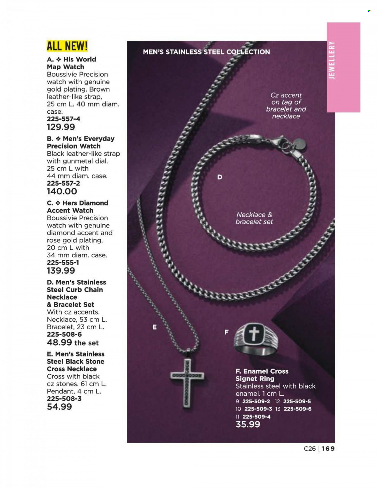 thumbnail - Avon Flyer - Sales products - Dial, bracelet, necklace, watch, pendant. Page 169.