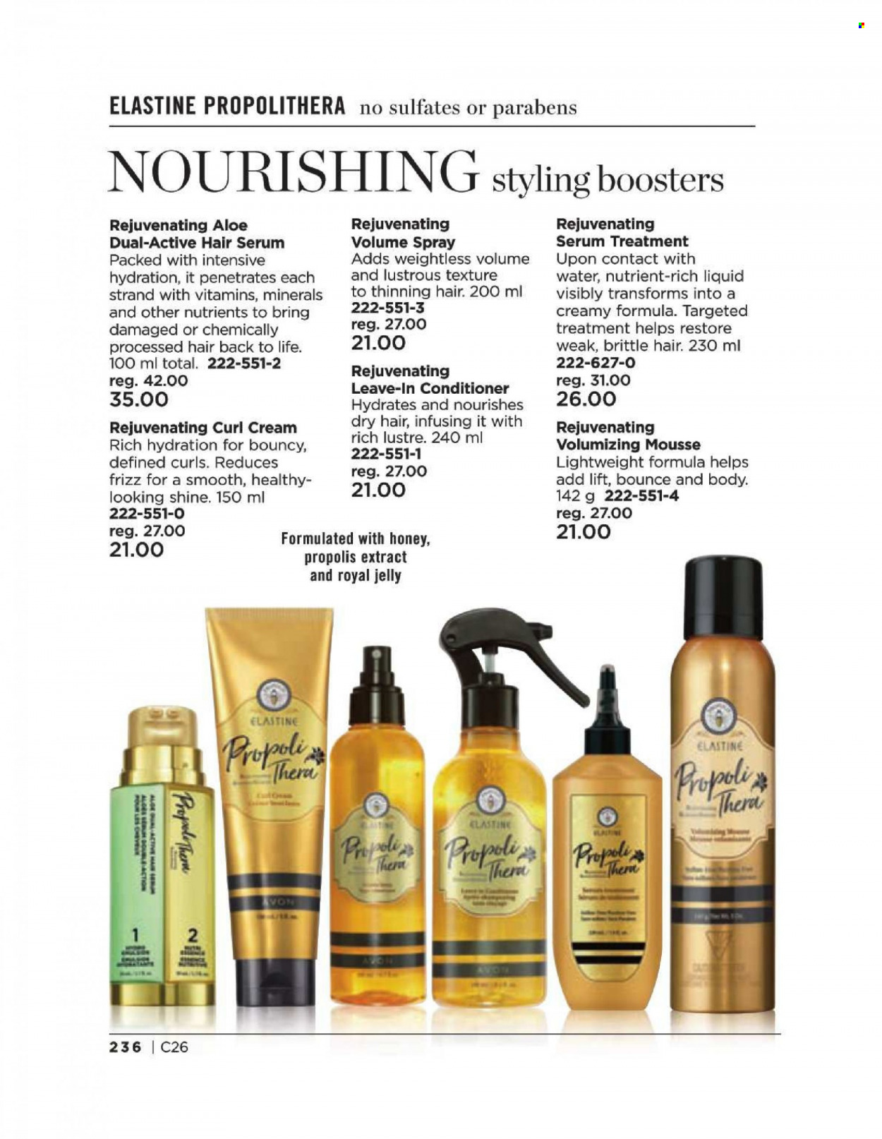 thumbnail - Avon Flyer - Sales products - Bounce, Avon, serum, royal jelly, regenerating serum, conditioner. Page 236.