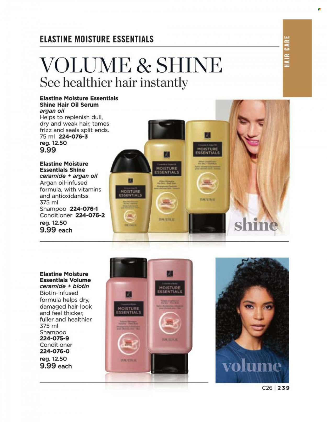 thumbnail - Avon Flyer - Sales products - serum, conditioner, hair oil, Biotin, argan oil, shampoo. Page 239.