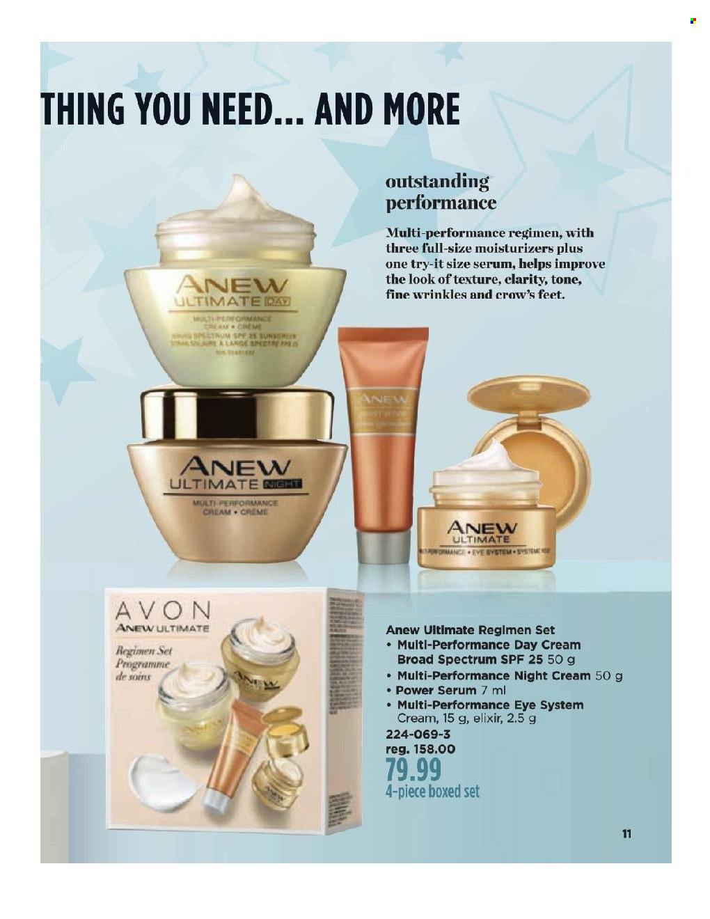 thumbnail - Avon Flyer - Sales products - Avon, Anew, day cream, moisturizer, serum, night cream. Page 11.