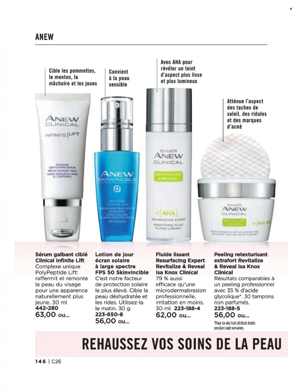thumbnail - Avon Flyer - Sales products - tampons, Anew, serum, body lotion, pendant. Page 146.