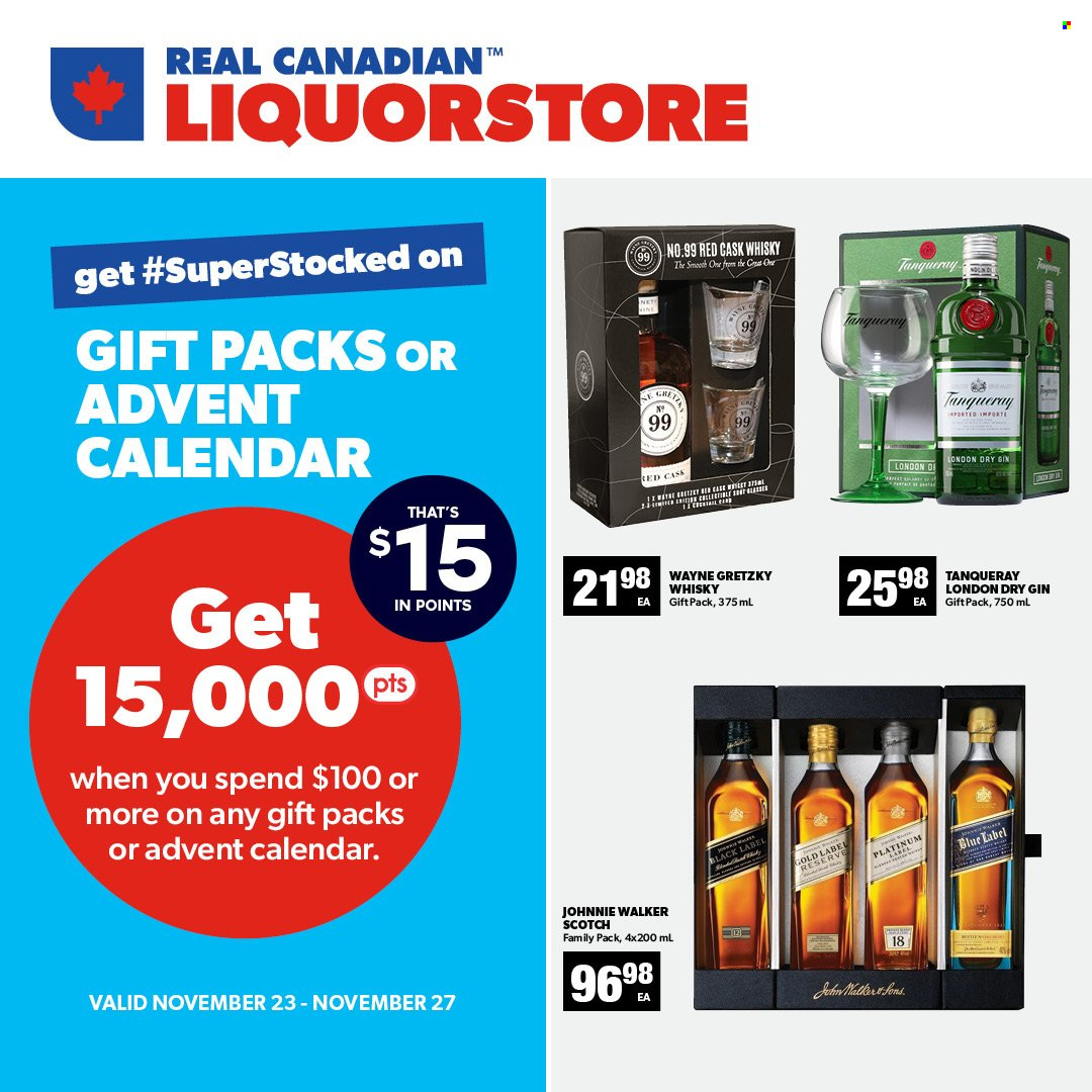 thumbnail - Real Canadian Liquorstore Flyer - November 23, 2022 - November 27, 2022 - Sales products - gin, Johnnie Walker, whisky, advent calendar. Page 4.