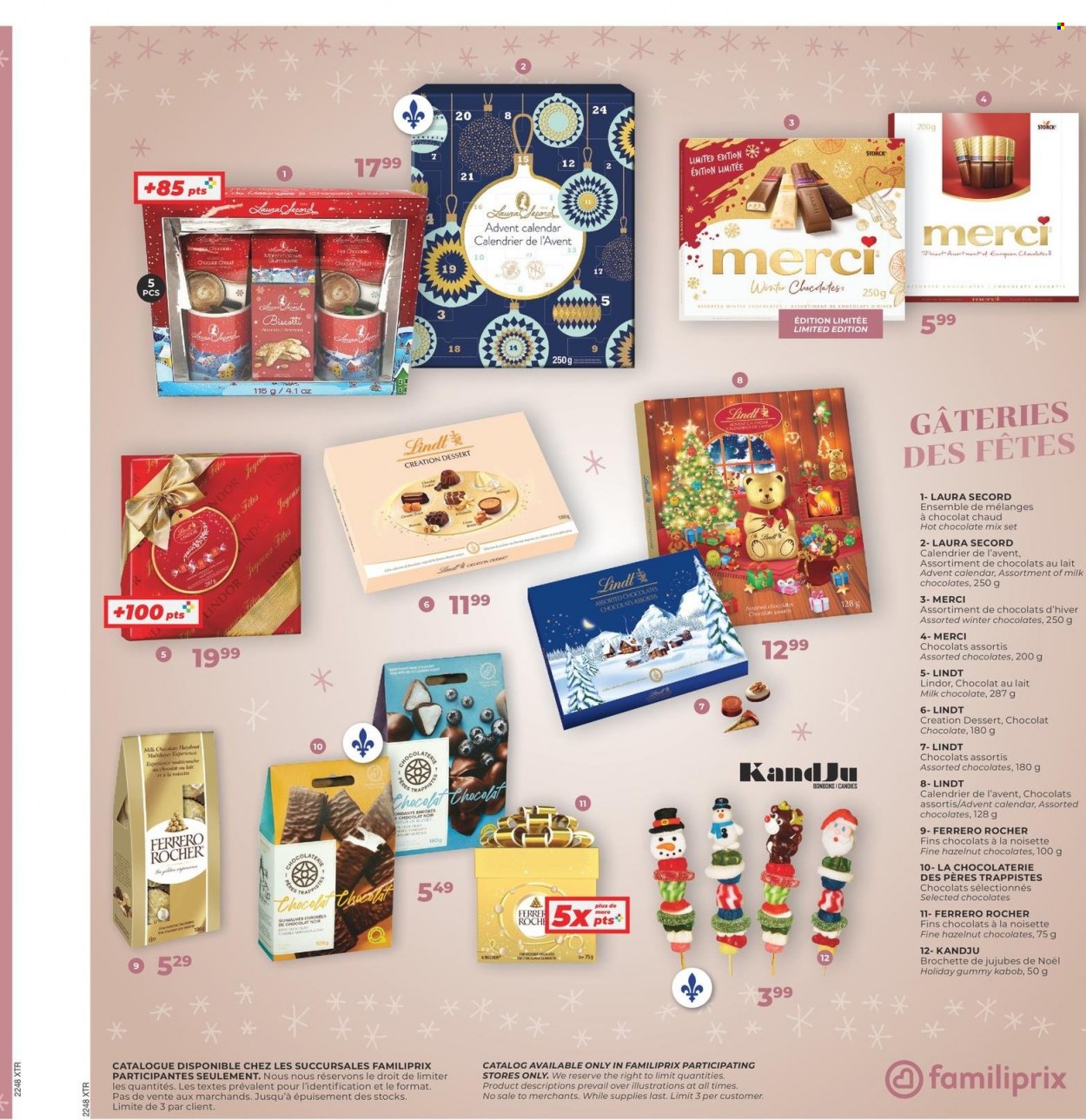 thumbnail - Familiprix Extra Flyer - November 24, 2022 - November 30, 2022 - Sales products - milk chocolate, Merci, advent calendar, hot chocolate, Lindt, Lindor, Ferrero Rocher. Page 16.