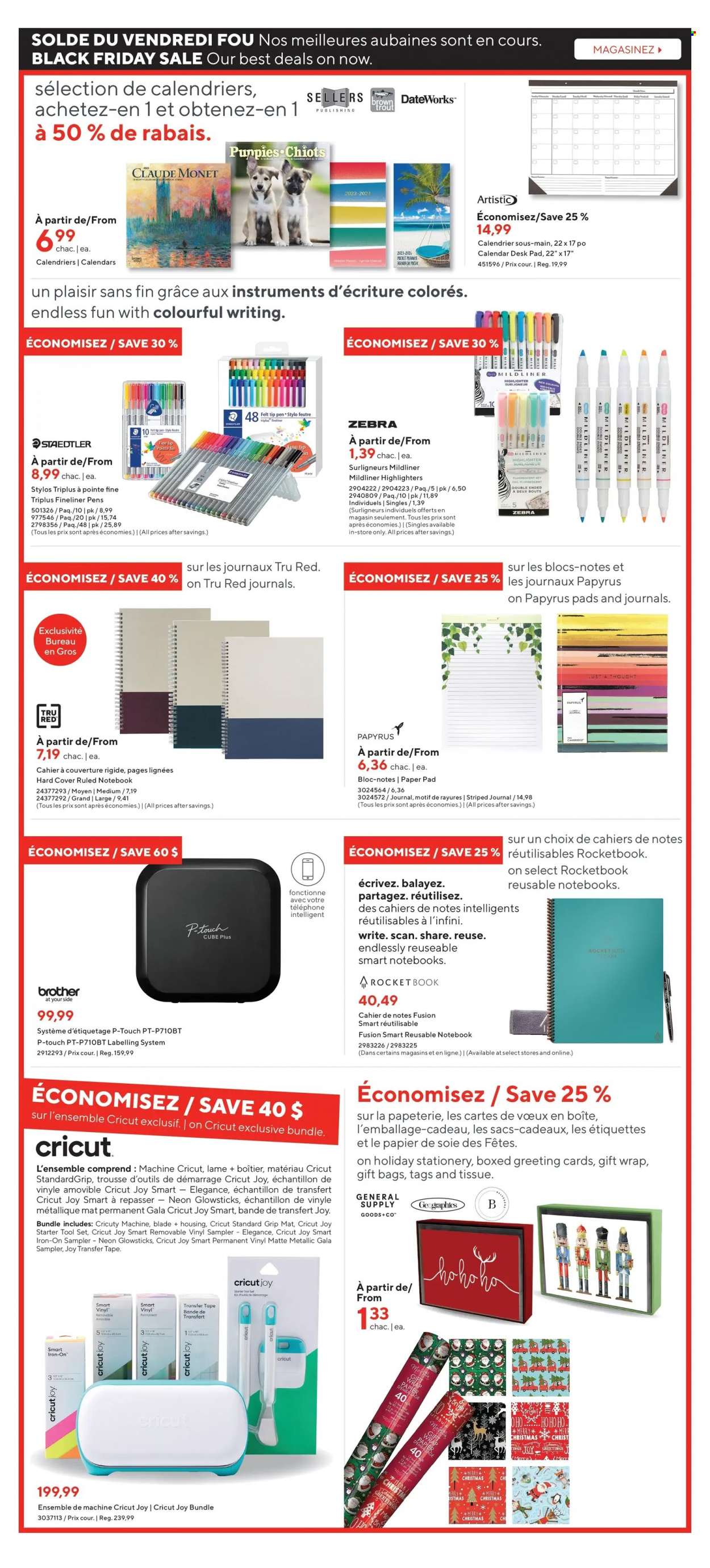 thumbnail - Bureau en Gros Flyer - November 24, 2022 - November 29, 2022 - Sales products - Brother, bag, calendar, gift wrap, pen, paper, felt-tip pens, desk. Page 10.