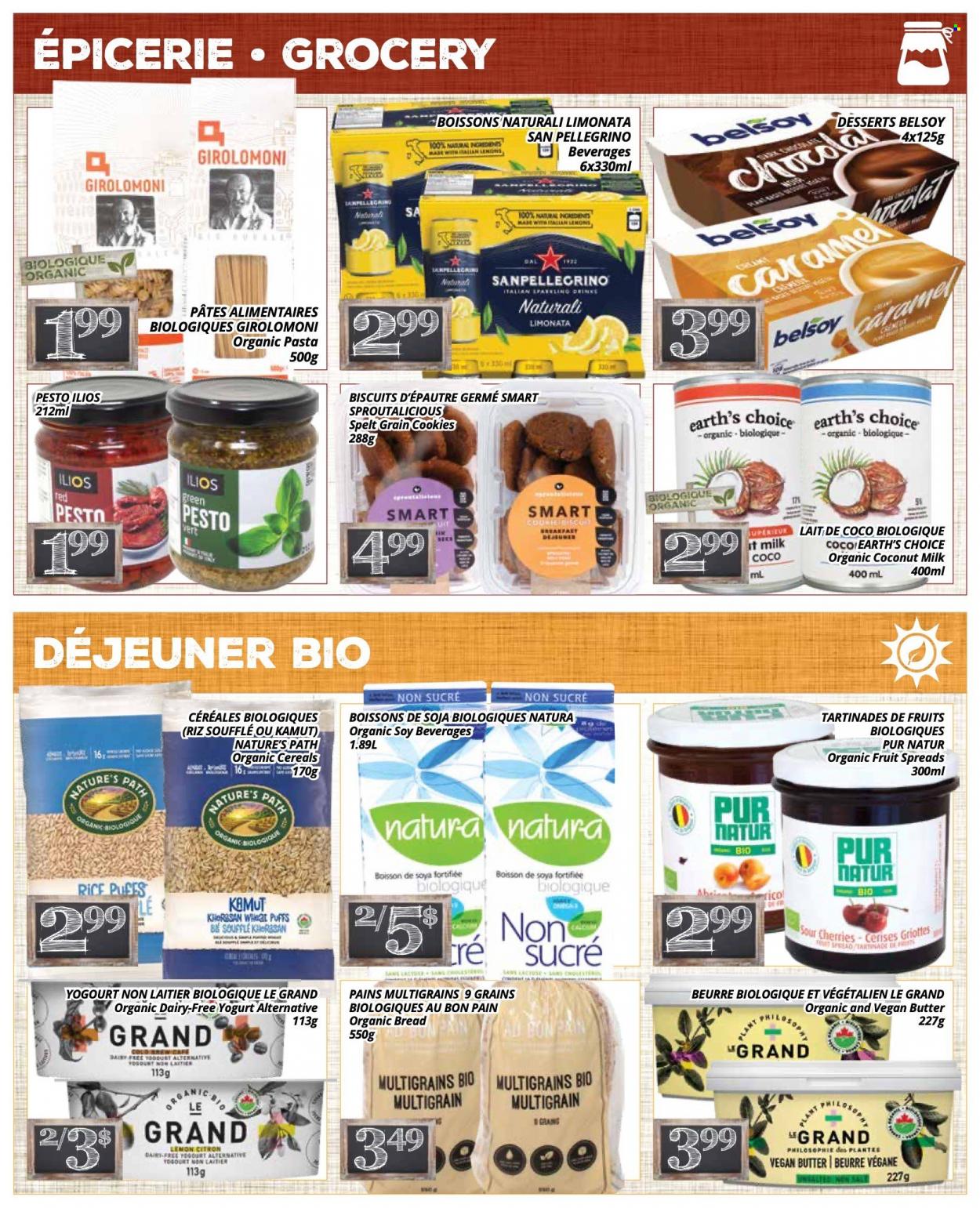 thumbnail - PA Nature Flyer - November 28, 2022 - December 11, 2022 - Sales products - puffs, cherries, lemons, pasta, yoghurt, butter, cookies, biscuit, coconut milk, cereals, rice, caramel, San Pellegrino, pesto. Page 2.