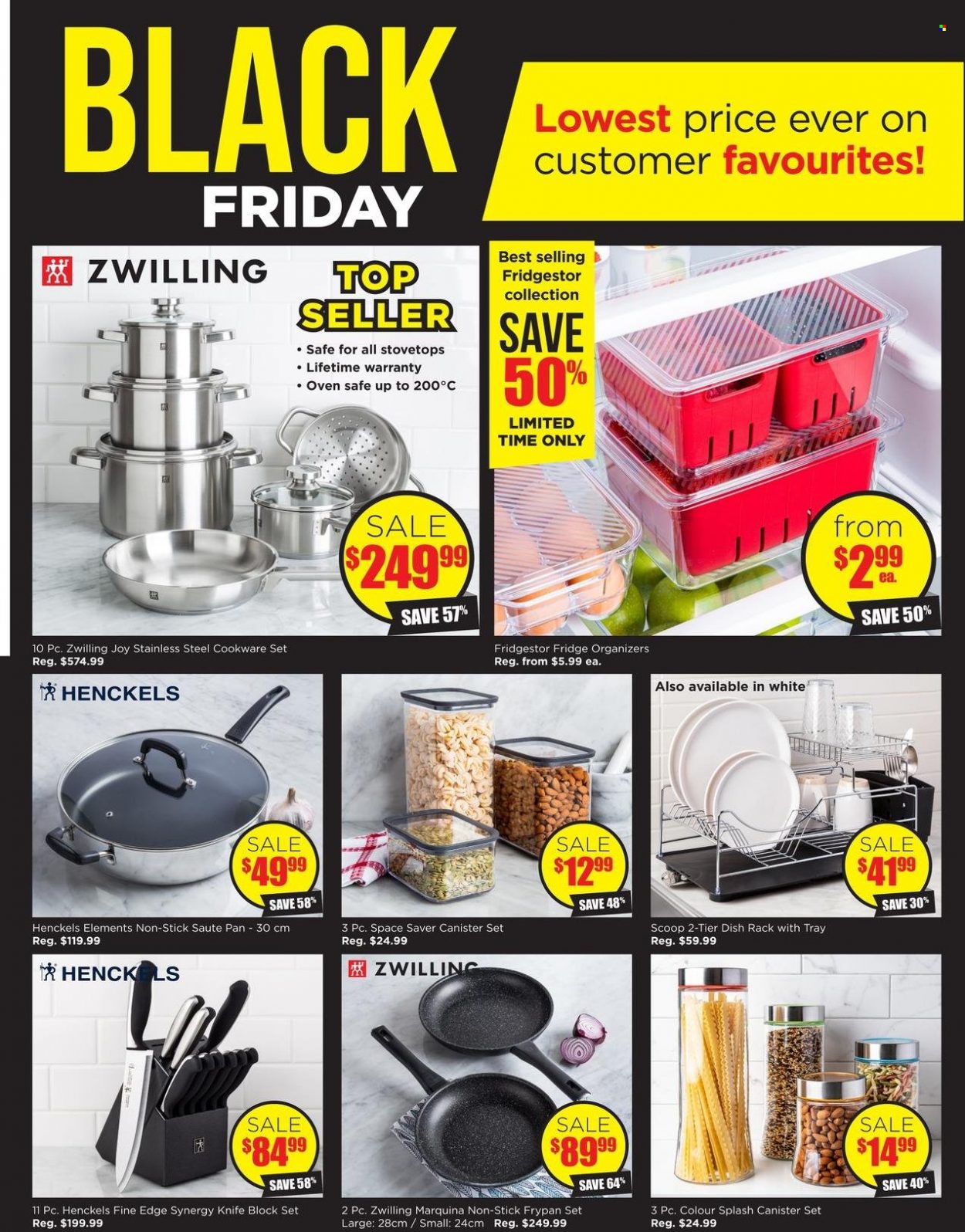 thumbnail - Kitchen Stuff Plus Flyer - November 24, 2022 - December 04, 2022 - Sales products - knife, canister, cookware set, pan, knife block, dish rack, frying pan. Page 3.