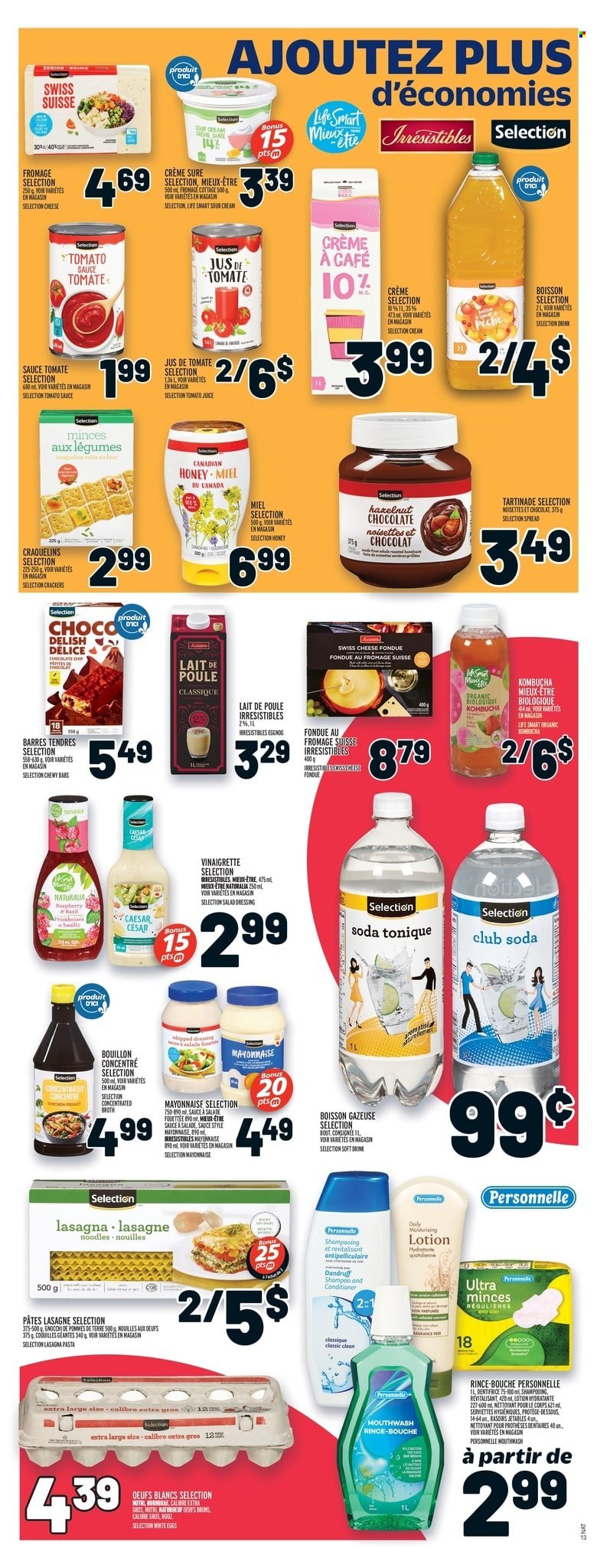 thumbnail - Metro Flyer - December 01, 2022 - December 07, 2022 - Sales products - pasta, sauce, noodles, lasagna meal, swiss cheese, eggs, sour cream, chocolate chips, crackers, bouillon, broth, tomato sauce, salad dressing, vinaigrette dressing, dressing, honey, tomato juice, juice, soft drink, Club Soda, kombucha, eggnog, mouthwash, conditioner, body lotion, Sure, gnocchi, shampoo. Page 14.