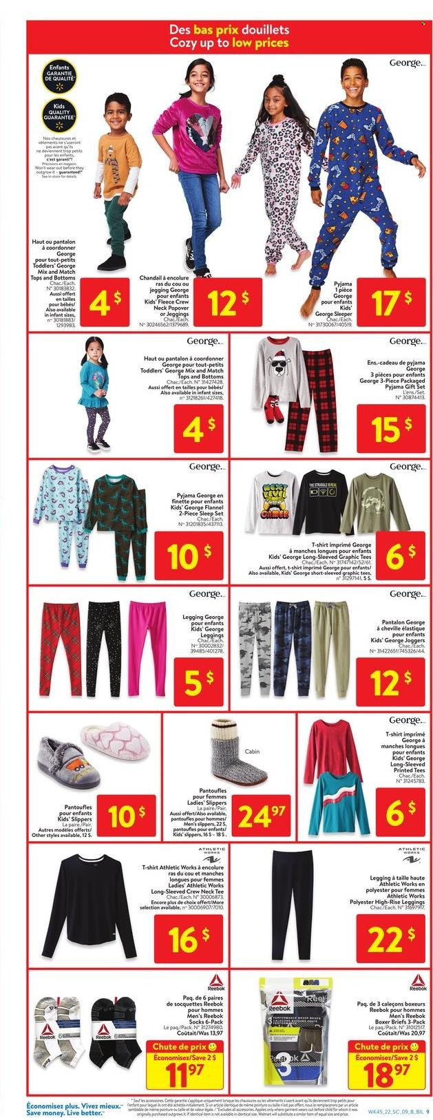 thumbnail - Walmart Flyer - December 01, 2022 - December 07, 2022 - Sales products - apples, gift set, t-shirt, joggers, leggings, socks, jeggings, briefs, slippers, Reebok, sleep set, deodorant. Page 13.