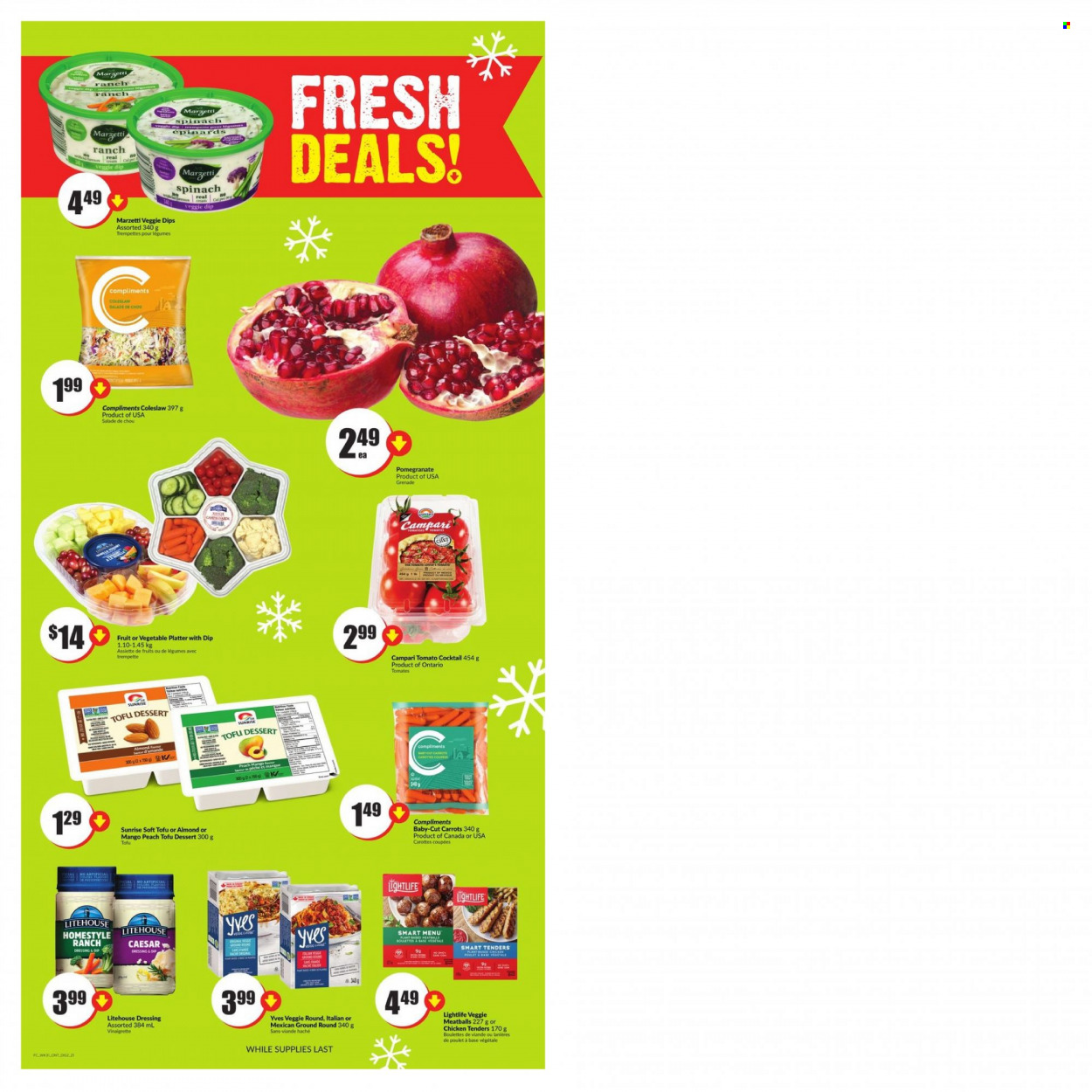 thumbnail - Circulaire FreshCo. - 01 Décembre 2022 - 07 Décembre 2022 - Produits soldés - tomates, salade, chou, Caesar, tofu, vinaigre, Campari. Page 7.