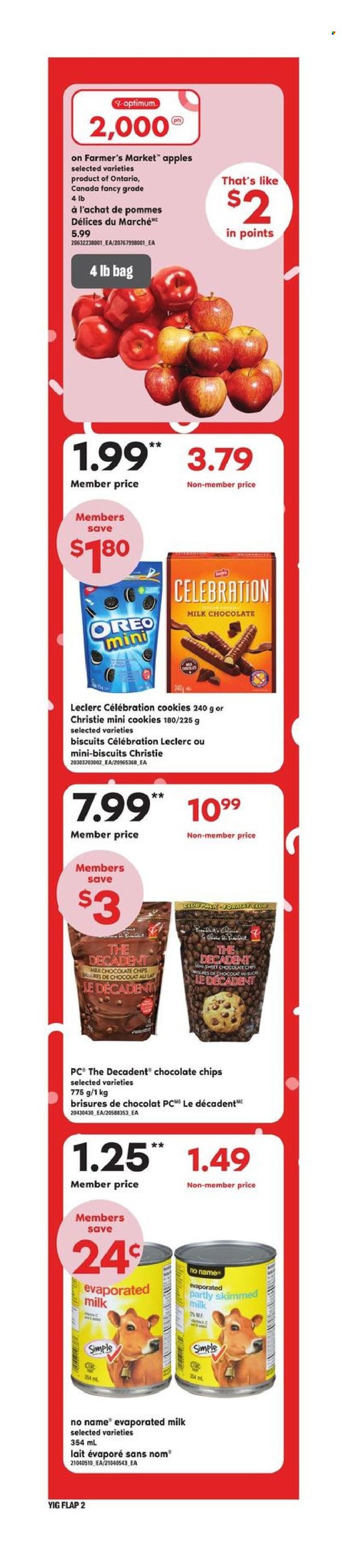 thumbnail - Independent Flyer - December 01, 2022 - December 07, 2022 - Sales products - apples, No Name, evaporated milk, cookies, milk chocolate, Celebration, biscuit, Optimum, Oreo. Page 6.