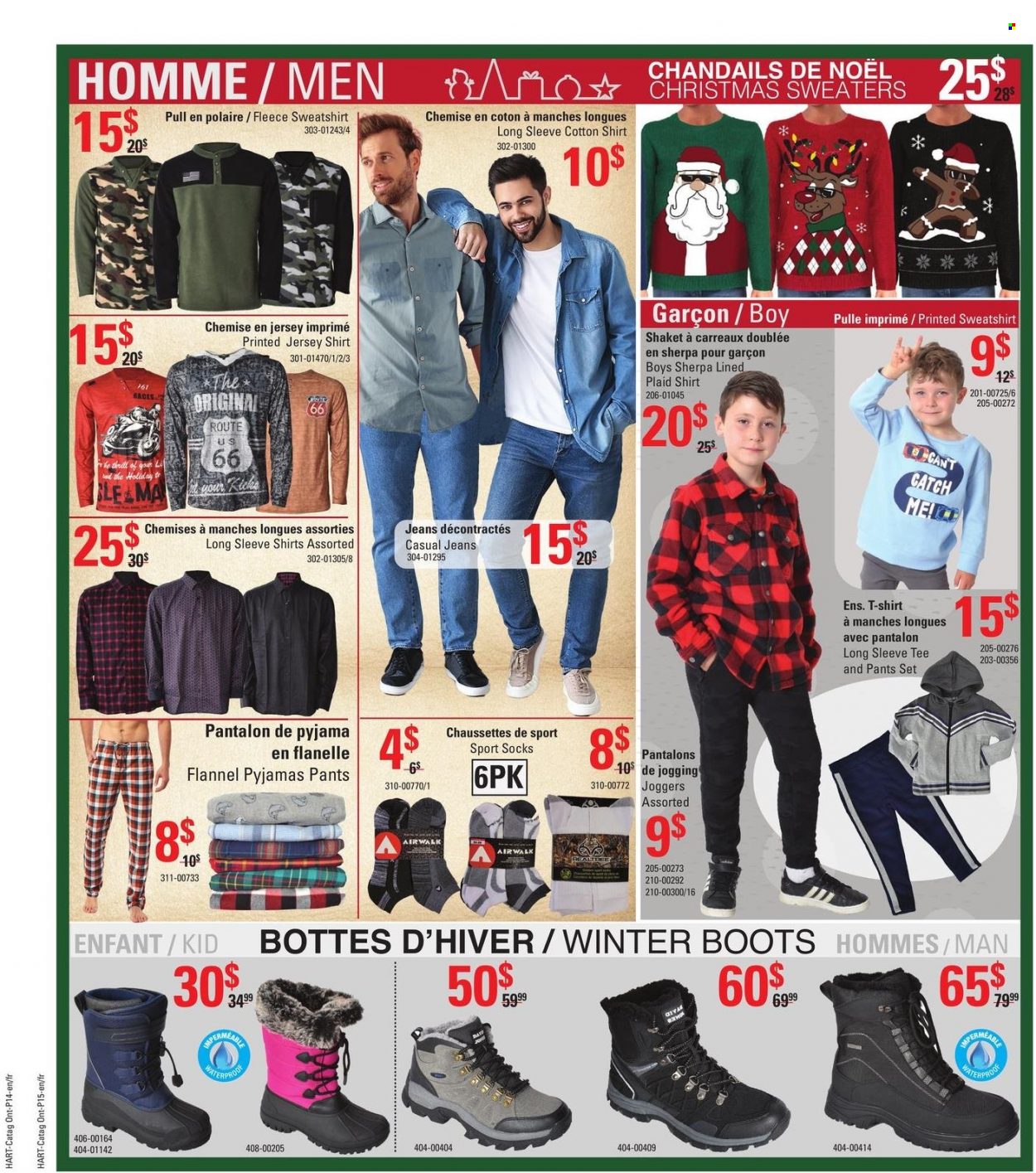 thumbnail - Hart Stores Flyer - November 30, 2022 - December 06, 2022 - Sales products - pants, long-sleeve shirt, long-sleeve tee, t-shirt, Chemise, cotton shirt, sherpa, sweatshirt, jersey, joggers, socks, pajamas, boots, winter boots, jeans. Page 15.