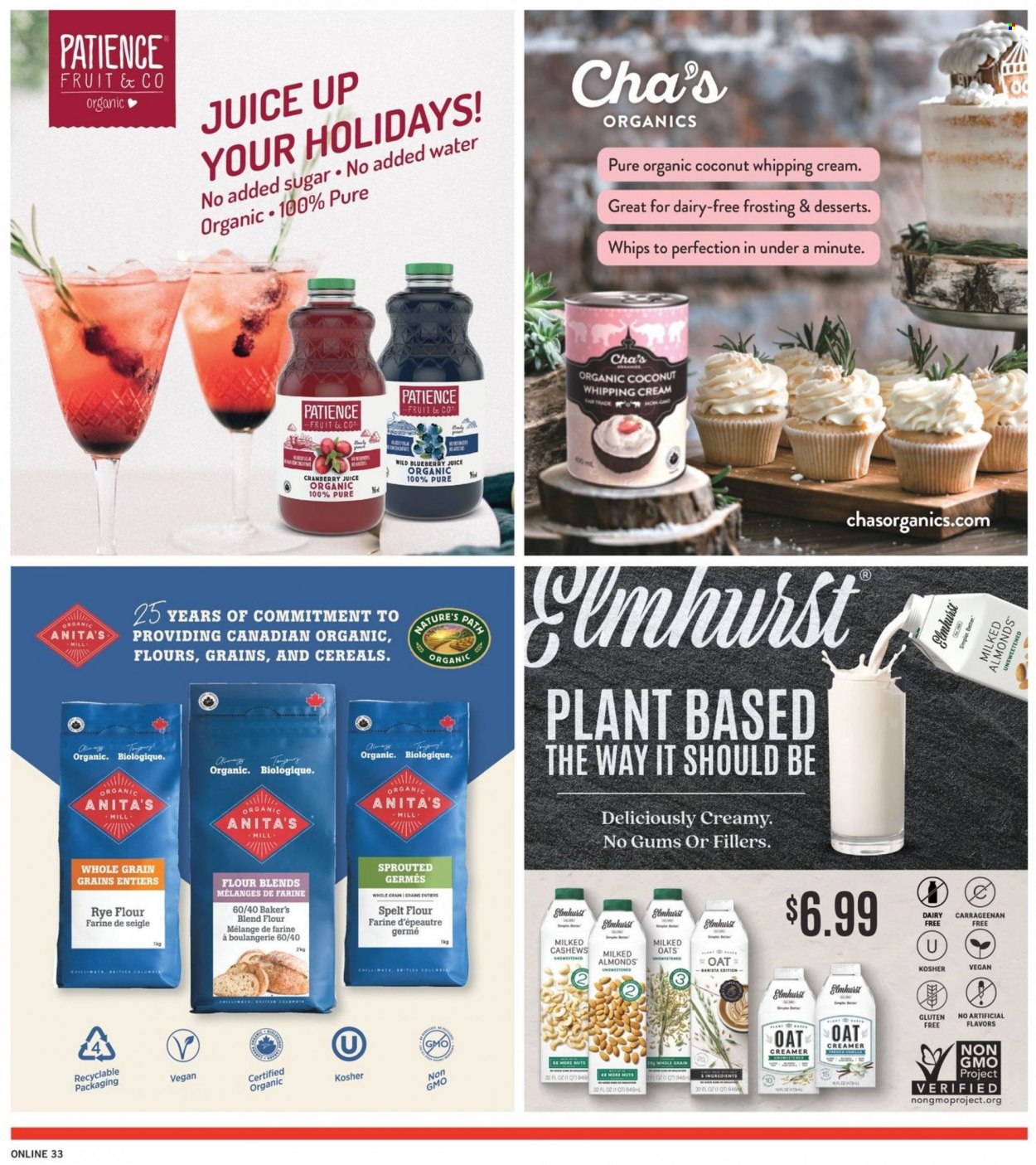thumbnail - Fortinos Flyer - December 01, 2022 - December 07, 2022 - Sales products - coconut, creamer, whipping cream, flour, frosting, rye flour, oats, spelt flour, cereals, almonds, cashews, cranberry juice, juice, Columbia. Page 29.