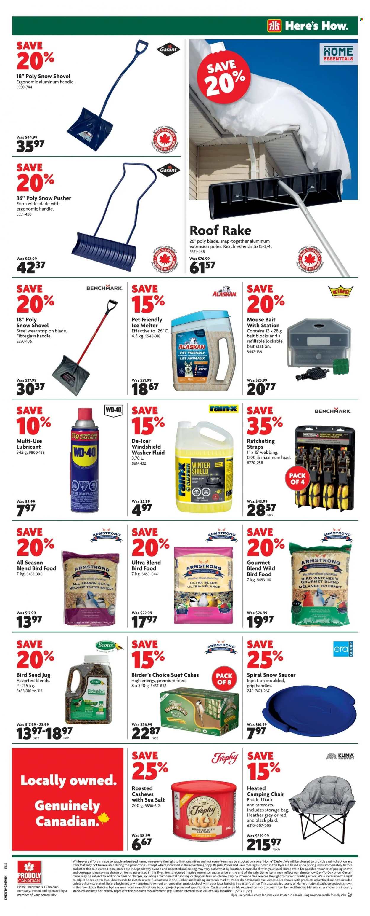 thumbnail - Home Hardware Flyer - December 01, 2022 - December 07, 2022 - Sales products - chair, container, shovel, snow shovel, lubricant, plant seeds, ice melter, washer fluid. Page 12.