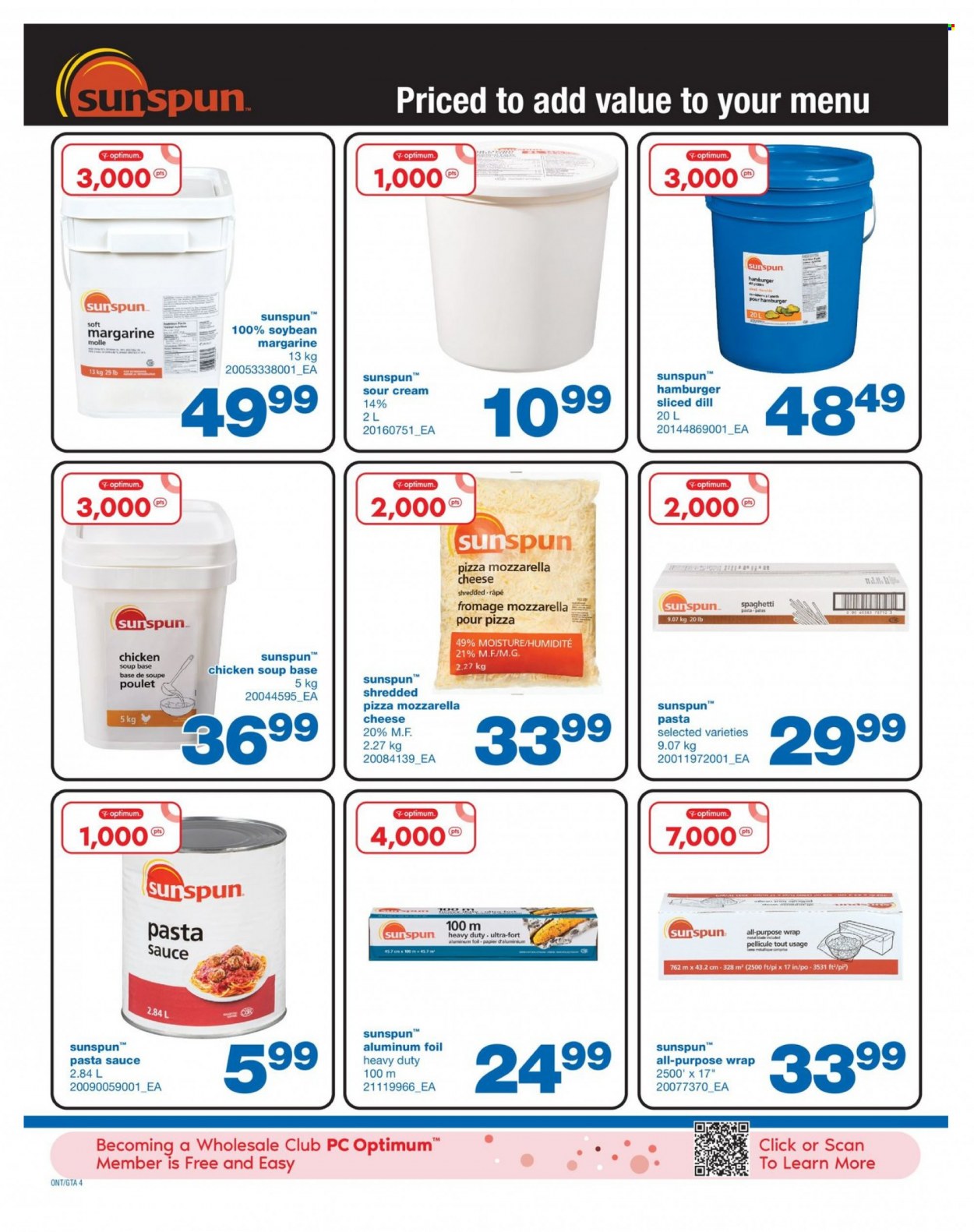 thumbnail - Wholesale Club Flyer - December 01, 2022 - January 04, 2023 - Sales products - spaghetti, pizza, pasta sauce, chicken soup, soup, hamburger, sauce, margarine, sour cream, dill, aluminium foil. Page 4.