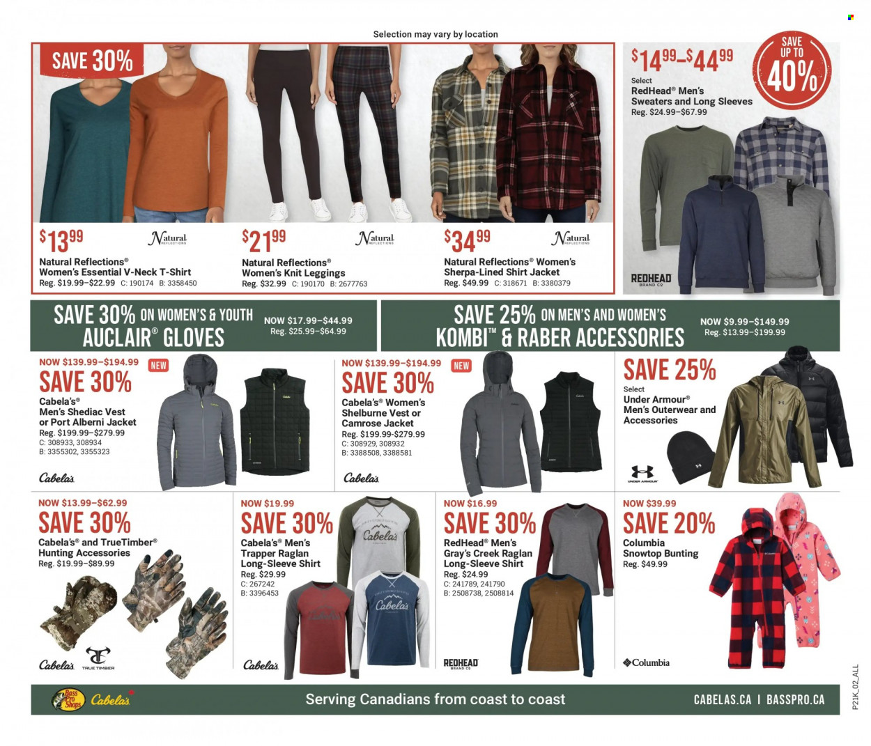 thumbnail - Bass Pro Shops Flyer - December 01, 2022 - December 07, 2022 - Sales products - Columbia, jacket, long-sleeve shirt, t-shirt, vest, sherpa, leggings, gloves, Bass Pro, Under Armour. Page 3.