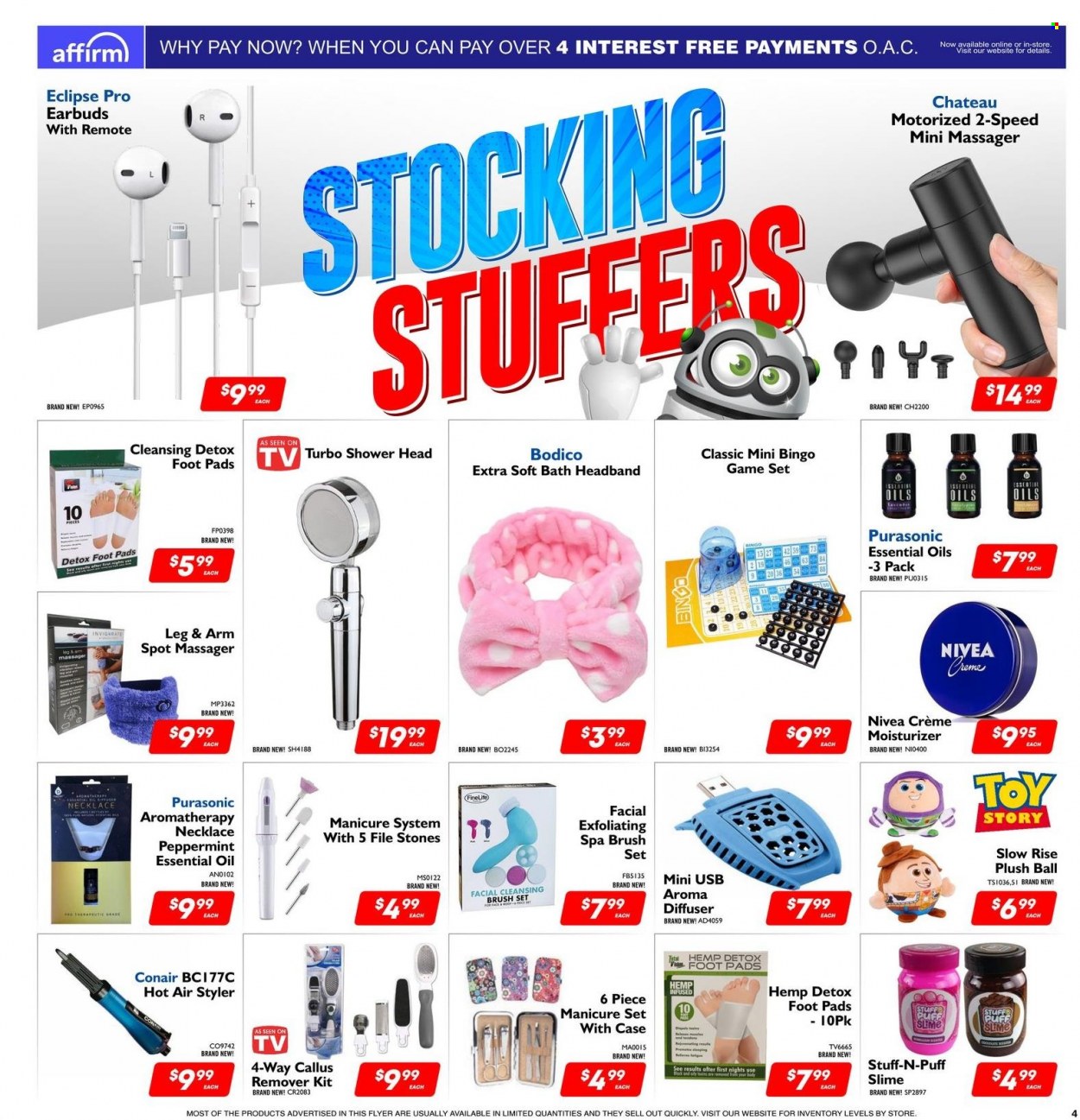 thumbnail - Factory Direct Flyer - December 01, 2022 - December 06, 2022 - Sales products - Bingo, Nivea, moisturizer, brush, brush set, diffuser, essential oils, earbuds, massager, toys. Page 4.