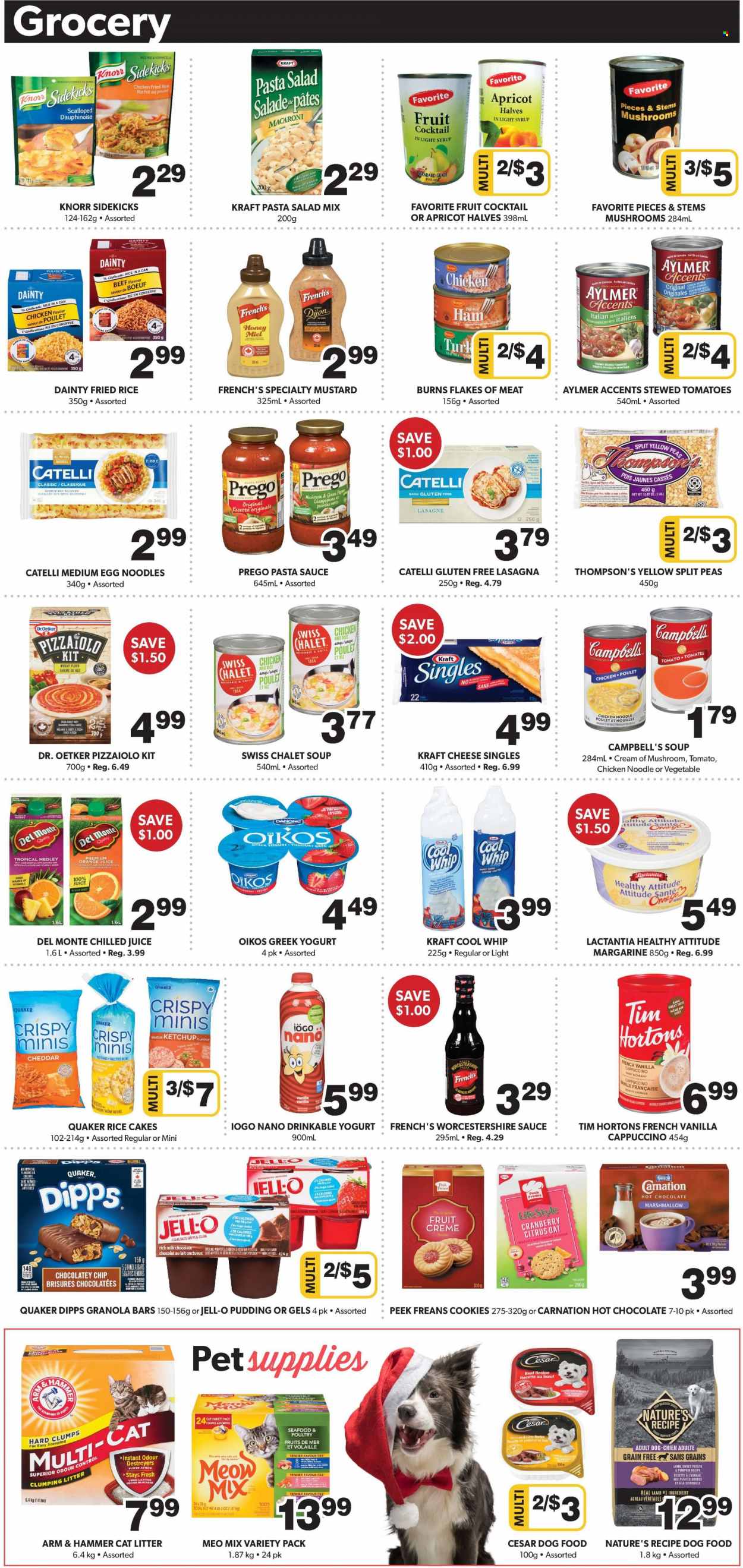 thumbnail - Colemans Flyer - December 01, 2022 - December 07, 2022 - Sales products - potatoes, green pepper, Campbell's, pasta sauce, macaroni, soup, Quaker, noodles, lasagna meal, Kraft®, pasta salad, Dr. Oetker, greek yoghurt, pudding, yoghurt, Oikos, margarine, Cool Whip, split peas, cookies, marshmallows, milk chocolate, biscuit, ARM & HAMMER, flour, wheat flour, oats, topping, Jell-O, Del Monte, granola bar, egg noodles, mustard, worcestershire sauce, honey, syrup, orange juice, juice, fruit juice, hot chocolate, tea, cappuccino, vitamin c, Thompson's, Nestlé, ketchup, Danone, Knorr. Page 4.