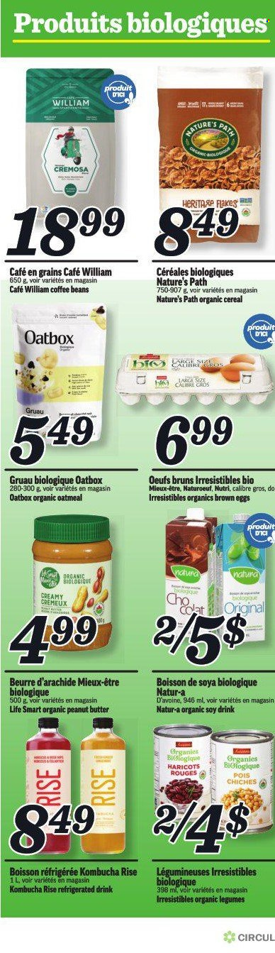 thumbnail - Marché Richelieu Flyer - December 01, 2022 - December 07, 2022 - Sales products - eggs, oatmeal, cereals, peanut butter, kombucha, coffee, coffee beans. Page 7.