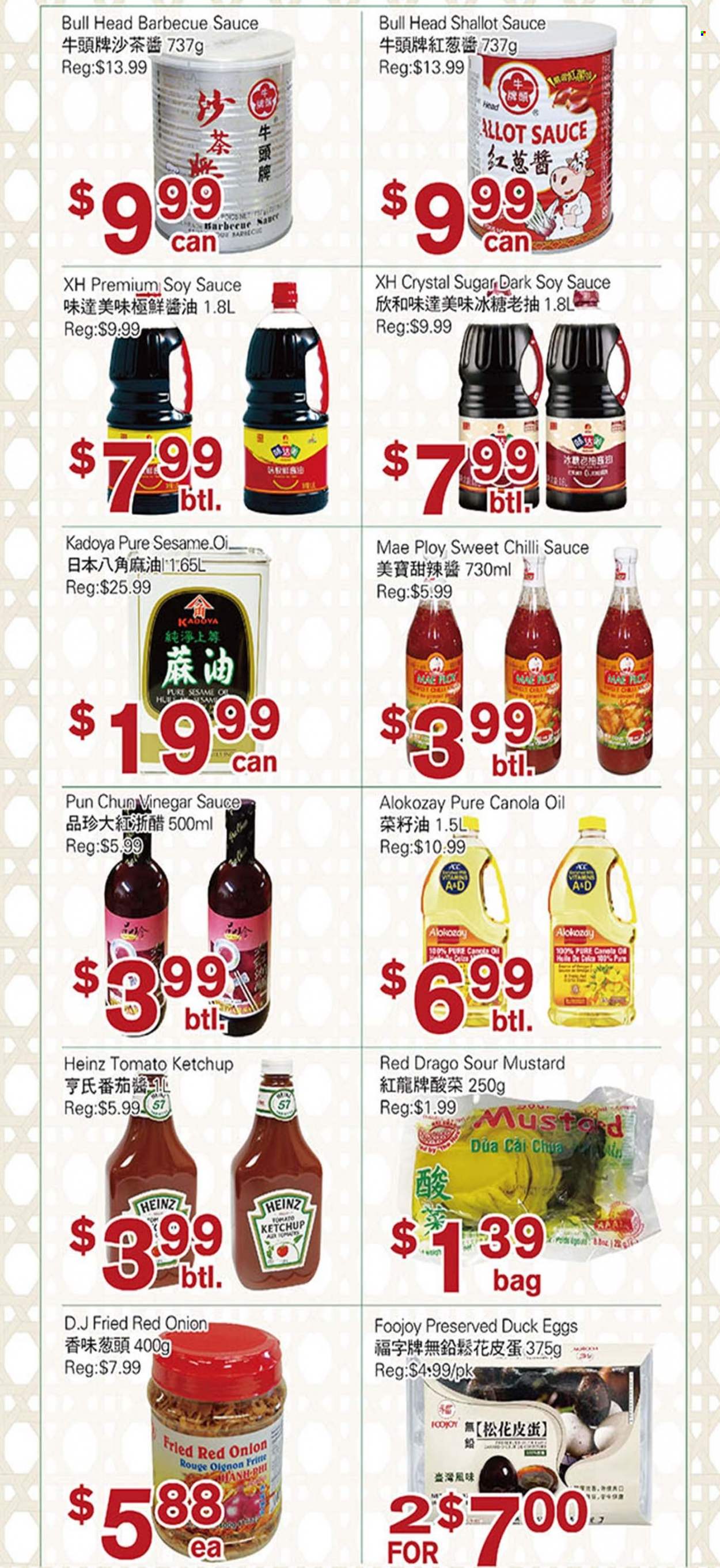 thumbnail - First Choice Supermarket Flyer - December 02, 2022 - December 08, 2022 - Sales products - onion, sauce, eggs, crystal sugar, sugar, BBQ sauce, mustard, soy sauce, chilli sauce, sweet chilli sauce, canola oil, vinegar, oil, Heinz, ketchup. Page 3.