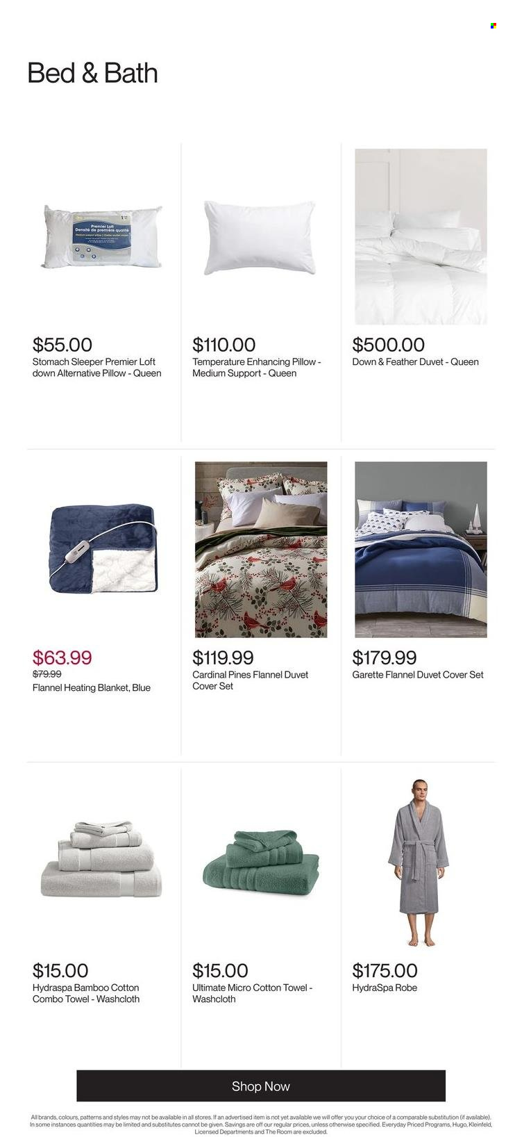 thumbnail - Hudson's Bay Flyer - December 02, 2022 - December 08, 2022 - Sales products - blanket, duvet, pillow, quilt cover set, towel, washcloth, bed, costume, robe. Page 7.