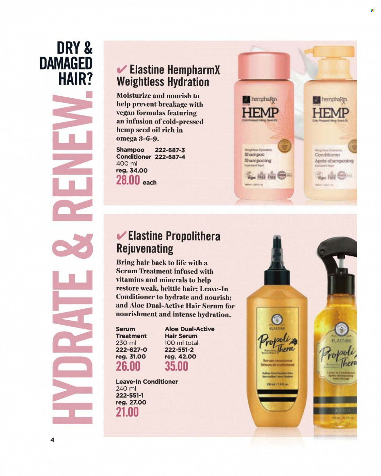 thumbnail - Avon Flyer - Sales products - serum, conditioner, shampoo. Page 4.