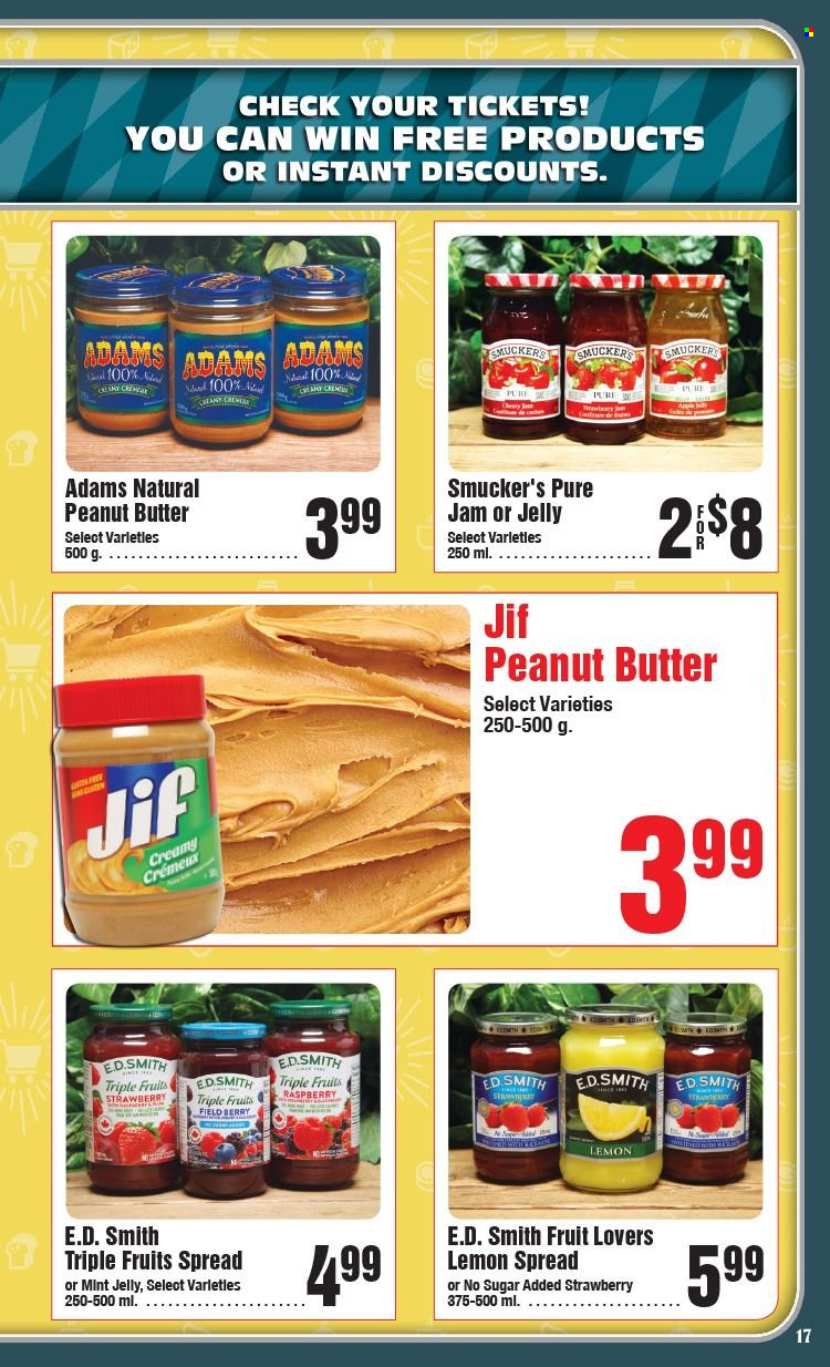 thumbnail - AG Foods Flyer - January 08, 2023 - February 18, 2023 - Sales products - jelly, mint jelly, fruit jam, peanut butter, Jif. Page 17.