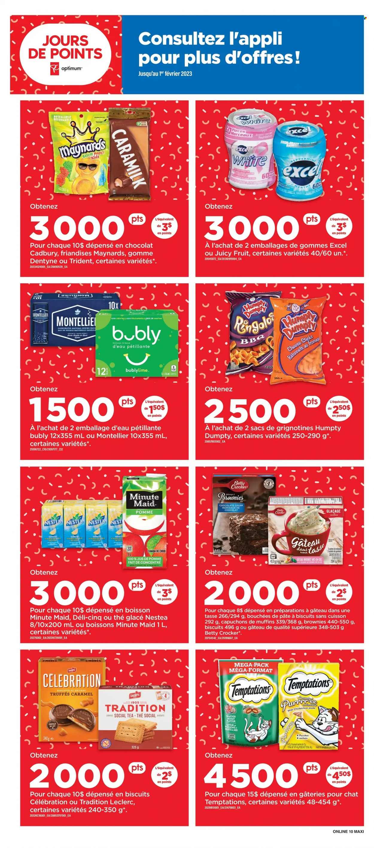 thumbnail - Maxi & Cie Flyer - January 26, 2023 - February 01, 2023 - Sales products - brownies, muffin, seafood, cheese, Rama, cheese sticks, cookies, chocolate, Celebration, biscuit, Cadbury, Trident, Sour Patch, caramel, fruit punch, tea. Page 12.