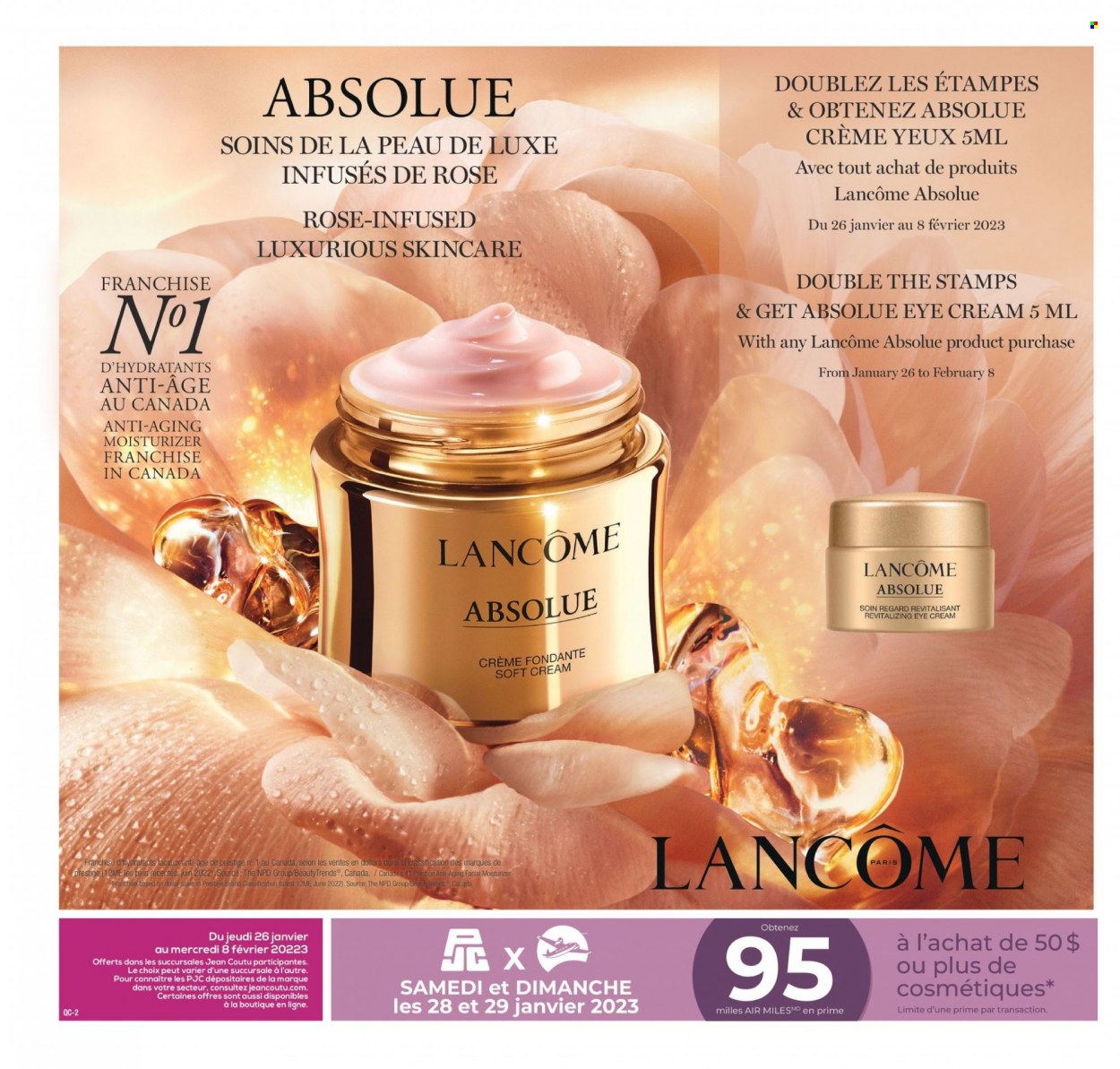 thumbnail - Jean Coutu Flyer - January 26, 2023 - February 08, 2023 - Sales products - Lancôme, moisturizer, eye cream, pin. Page 2.