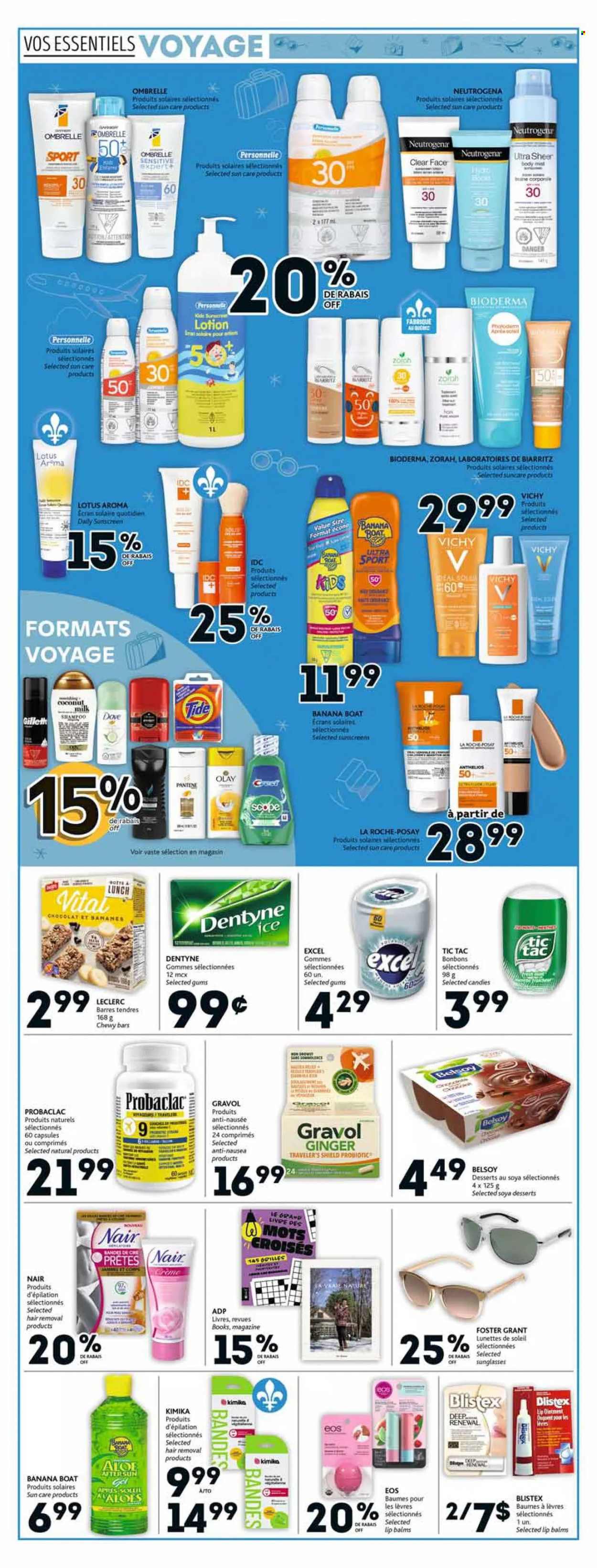 thumbnail - Brunet Flyer - January 26, 2023 - February 01, 2023 - Sales products - Dove, Tic Tac, ointment, Tide, Vichy, La Roche-Posay, Olay, Pantene, body lotion, hair removal, Lotus, sunglasses, Neutrogena, shampoo. Page 11.