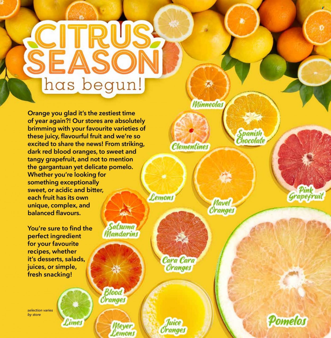 thumbnail - Farm Boy Flyer - January 26, 2023 - February 01, 2023 - Sales products - clementines, grapefruits, limes, mandarines, oranges, lemons, pomelo, navel oranges, chocolate, juice. Page 7.