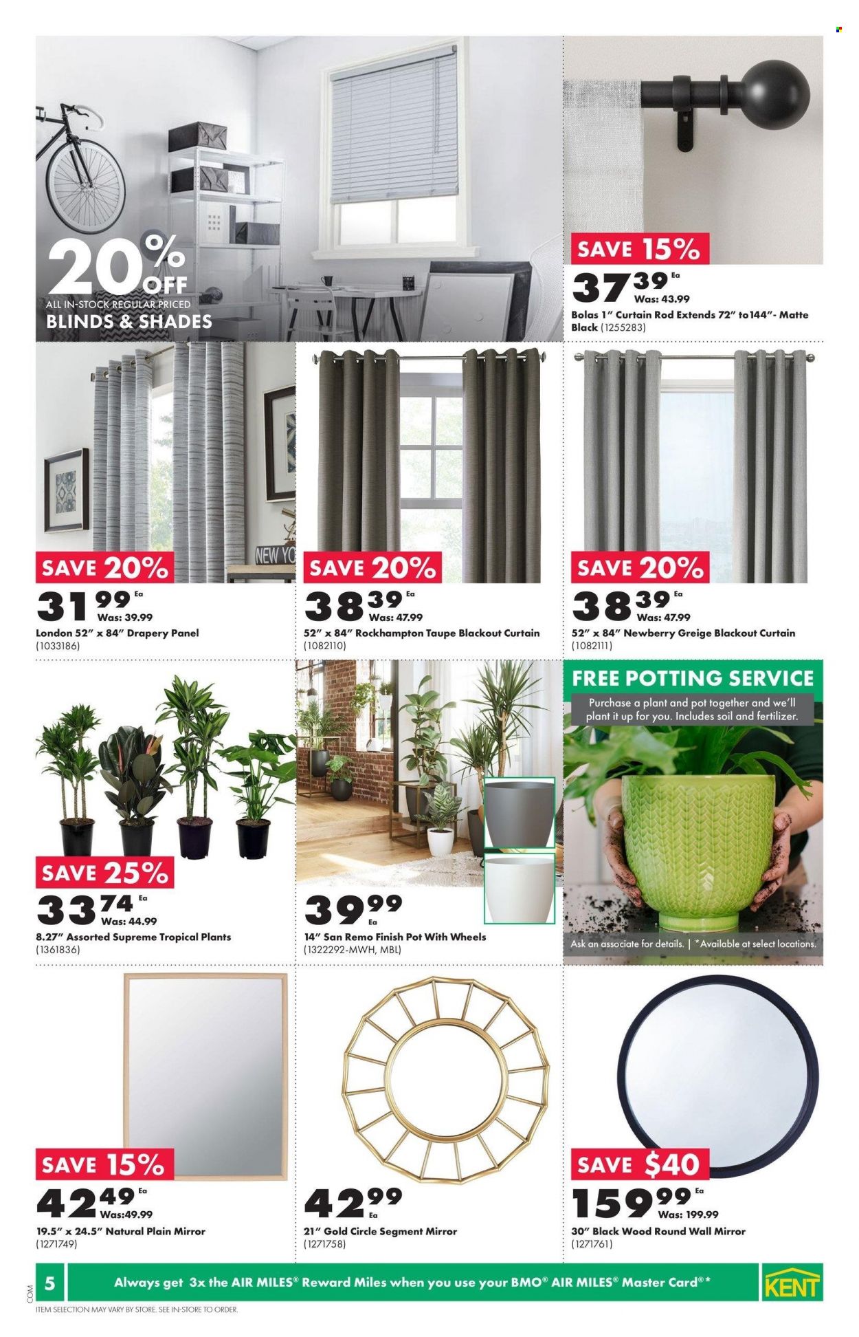 thumbnail - Kent Flyer - January 26, 2023 - February 01, 2023 - Sales products - pot, blackout curtain, curtain, mirror, blinds, fertilizer, blackout, curtain rod. Page 5.