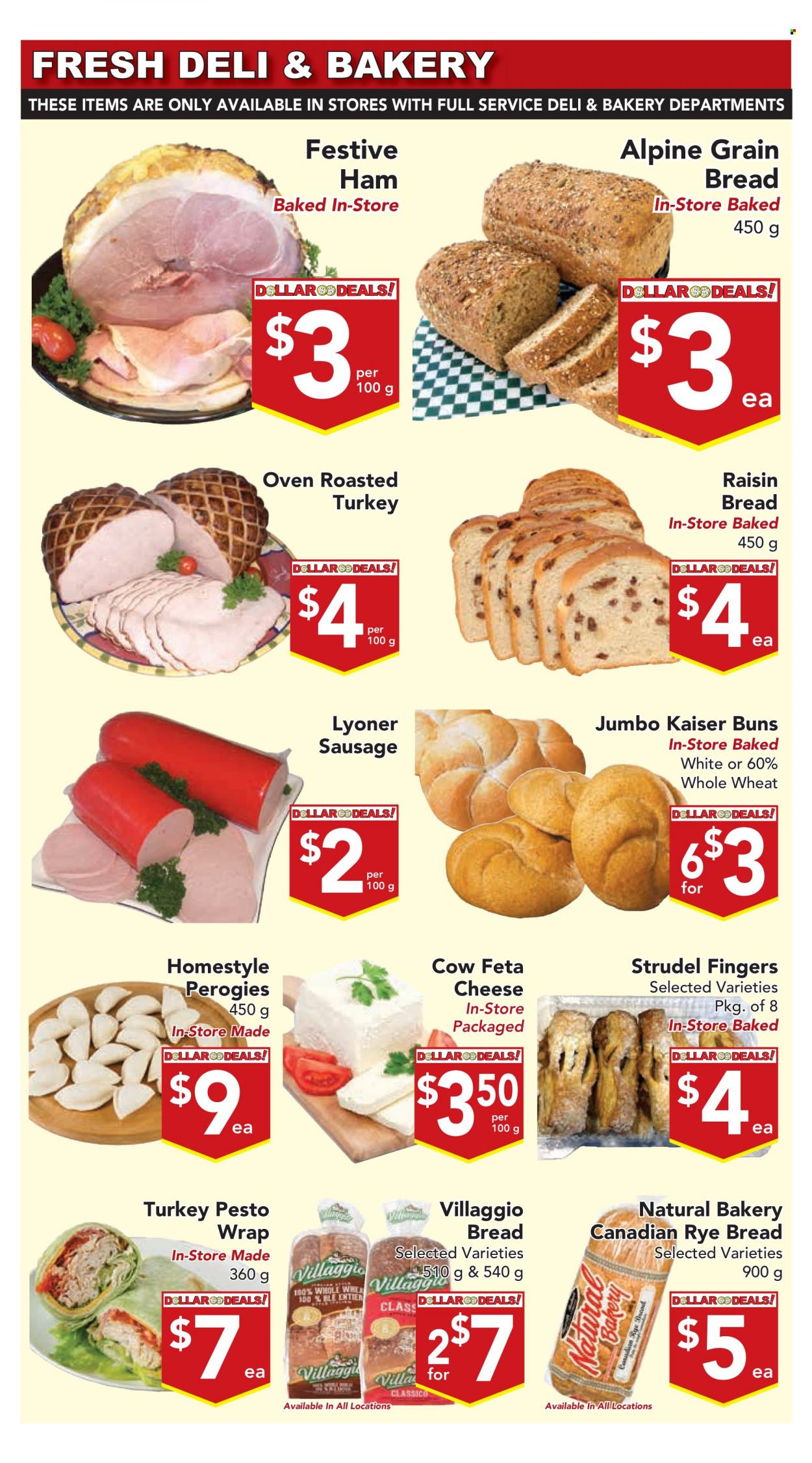 thumbnail - Buy-Low Foods Flyer - January 26, 2023 - February 01, 2023 - Sales products - strudel, buns, ham, sausage, cheese, feta, Classico, pesto. Page 5.