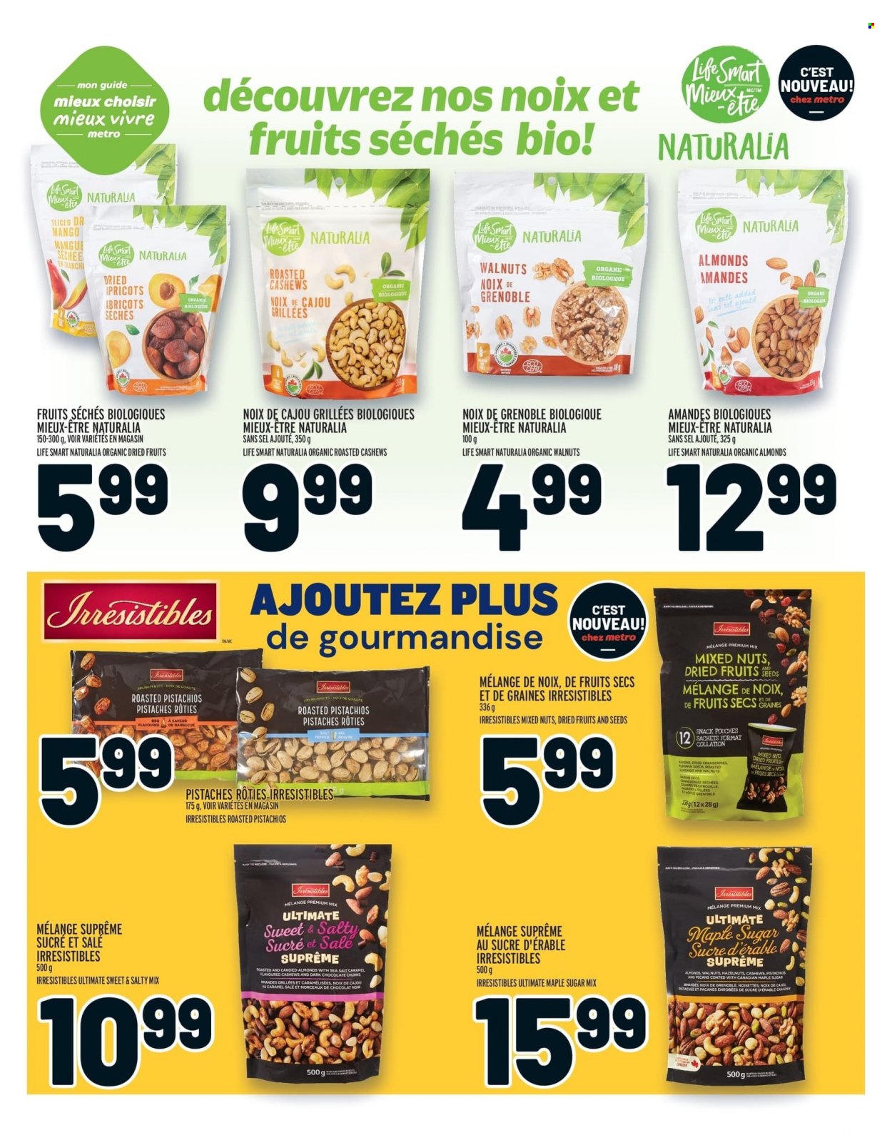 thumbnail - Metro Flyer - February 02, 2023 - February 08, 2023 - Sales products - chocolate, snack, dark chocolate, sugar, cranberries, pepper, almonds, cashews, walnuts, hazelnuts, pecans, dried fruit, pistachios, mixed nuts, pumpkin seeds. Page 13.
