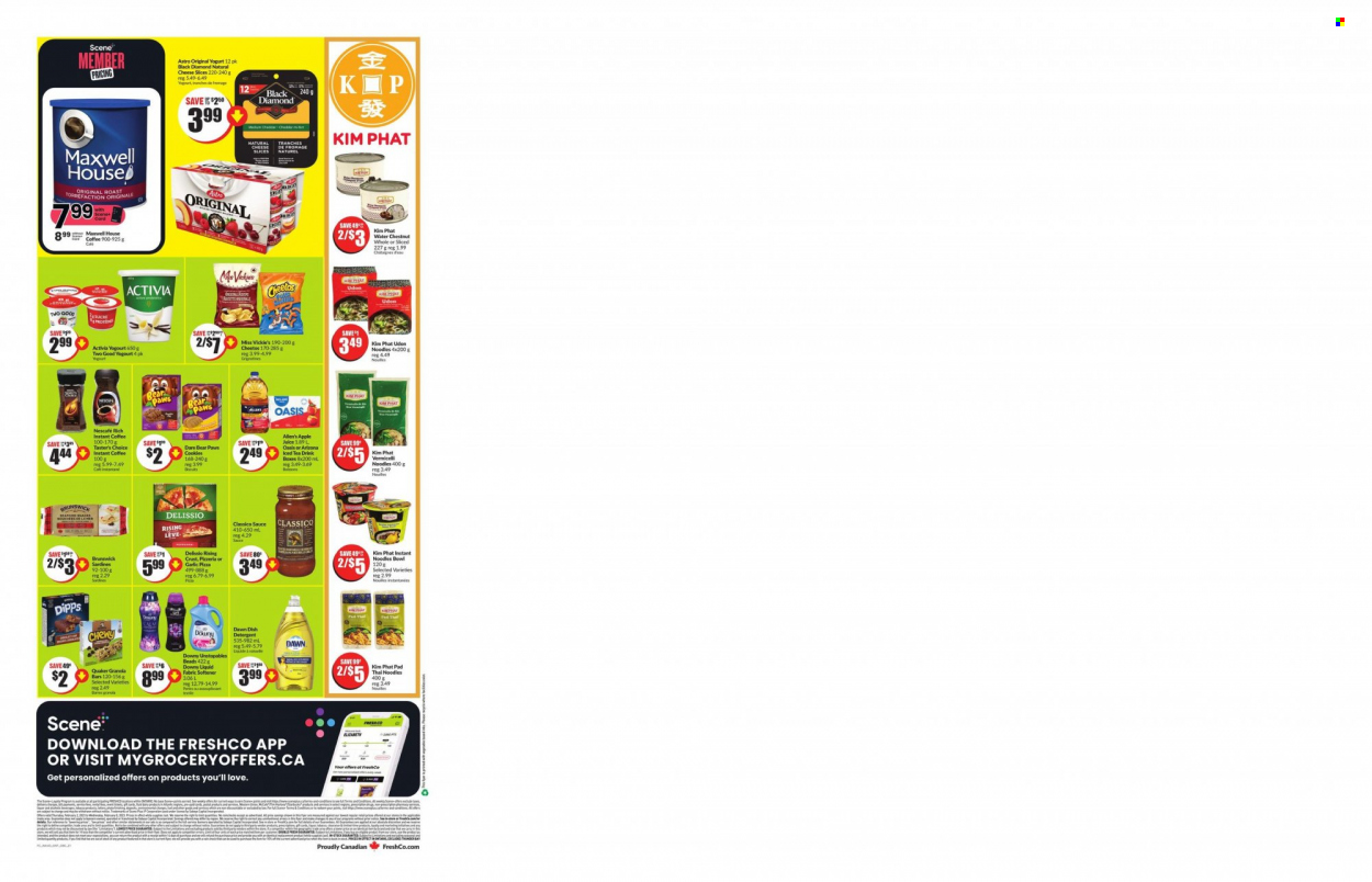 thumbnail - FreshCo. Flyer - February 02, 2023 - February 08, 2023 - Sales products - Quaker, noodles, Activia, Classico, Maxwell House. Page 4.