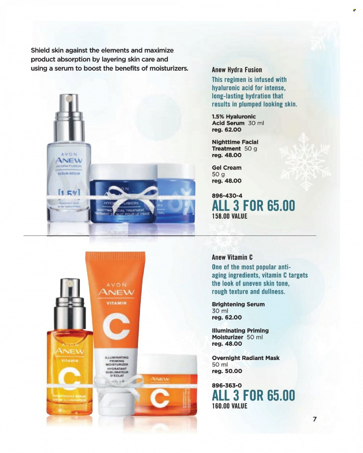 thumbnail - Avon Flyer - Sales products - Avon, Anew, brightening serum, gel cream, moisturizer, serum, vitamin c. Page 7.