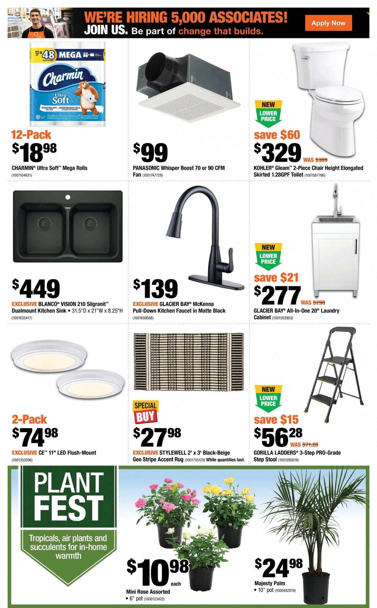 thumbnail - The Home Depot Flyer - February 02, 2023 - February 08, 2023 - Sales products - pot, paper, cabinet, stool, chair, step stool, toilet, faucet, sink, rug, succulent, rose, Panasonic. Page 3.