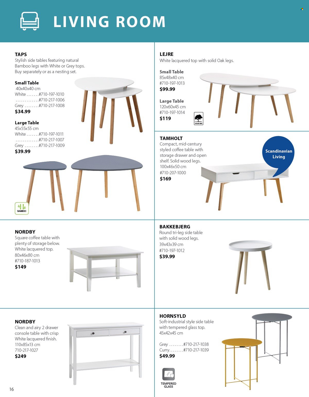 thumbnail - JYSK Flyer - Sales products - table, coffee table, sidetable, shelves. Page 16.