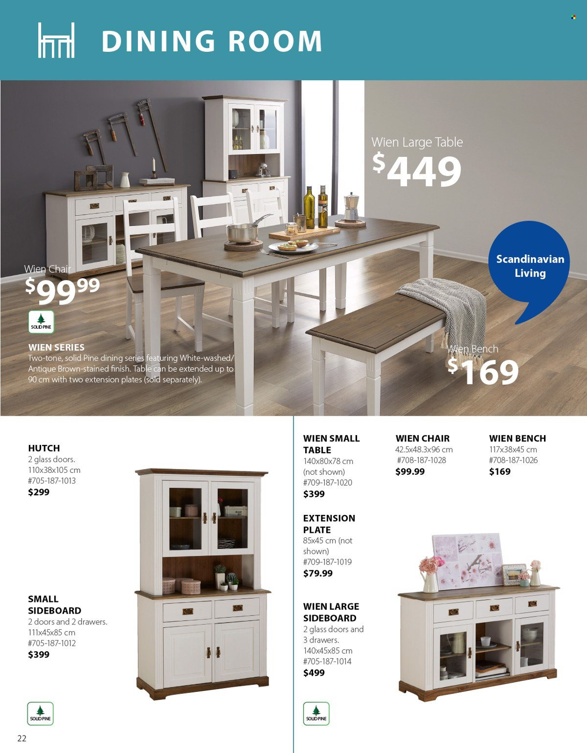 thumbnail - JYSK Flyer - Sales products - plate, table, chair, bench, sideboard. Page 22.