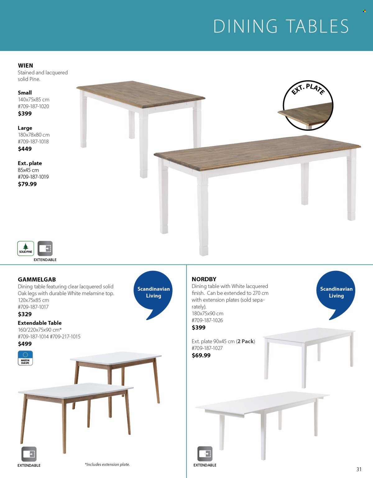 thumbnail - JYSK Flyer - Sales products - plate, dining table, extendable table, table. Page 31.