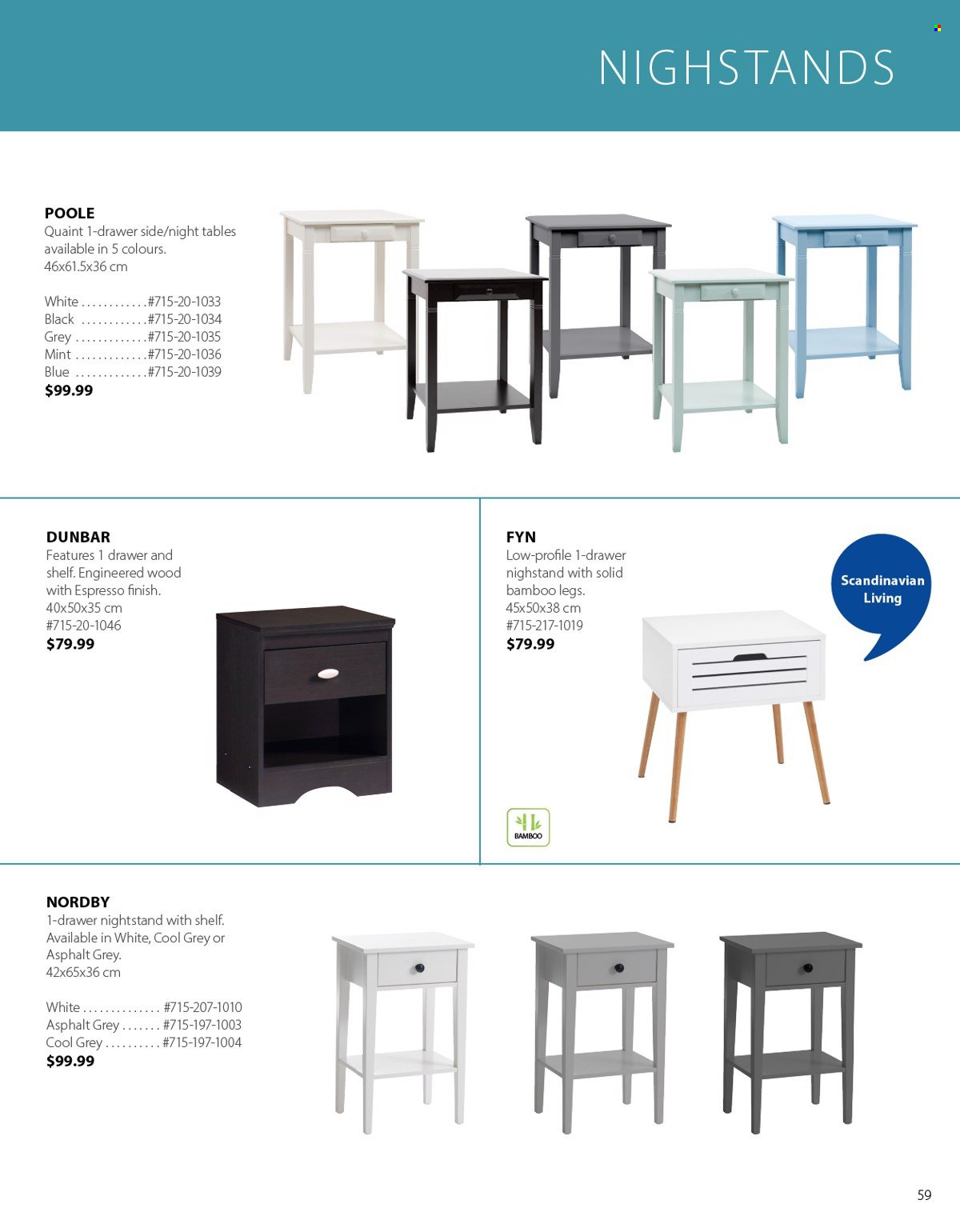 thumbnail - JYSK Flyer - Sales products - table, nightstand. Page 59.