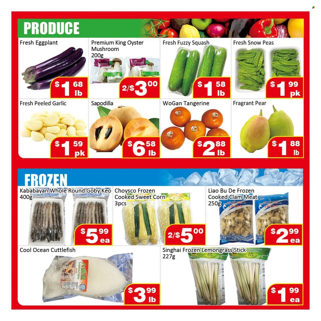 thumbnail - Jian Hing Supermarket Flyer - February 03, 2023 - February 09, 2023 - Sales products - oyster mushrooms, mushrooms, corn, garlic, peas, eggplant, sweet corn, pears, clams, cuttlefish, oysters, snow peas. Page 3.
