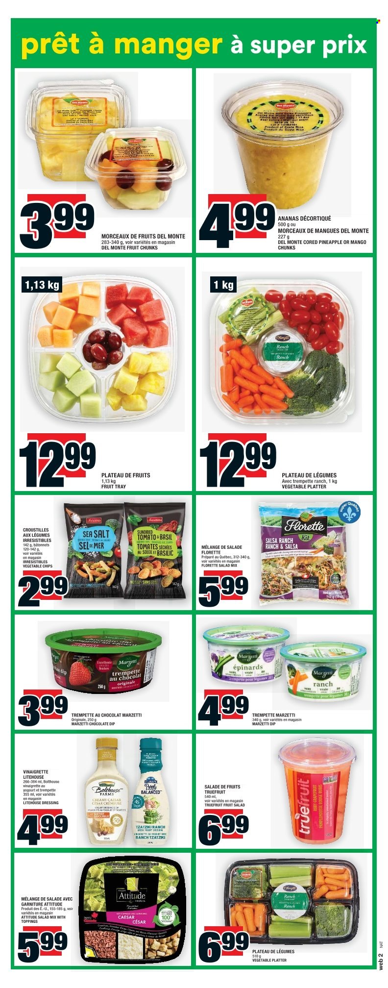 thumbnail - Super C Flyer - February 09, 2023 - February 15, 2023 - Sales products - tzatziki, dip, chocolate, chips, vegetable chips, dried tomatoes, fruit salad, Del Monte, vinaigrette dressing, dressing, salsa. Page 9.